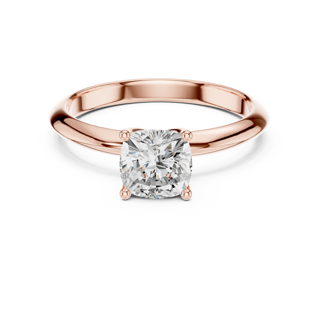 Cushion Cut Solitaire Engagement Ring with Plain Band