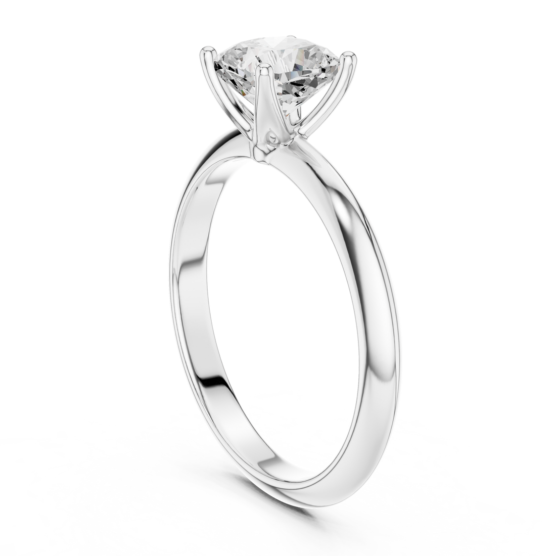 Cushion Cut Solitaire Engagement Ring with Plain Band