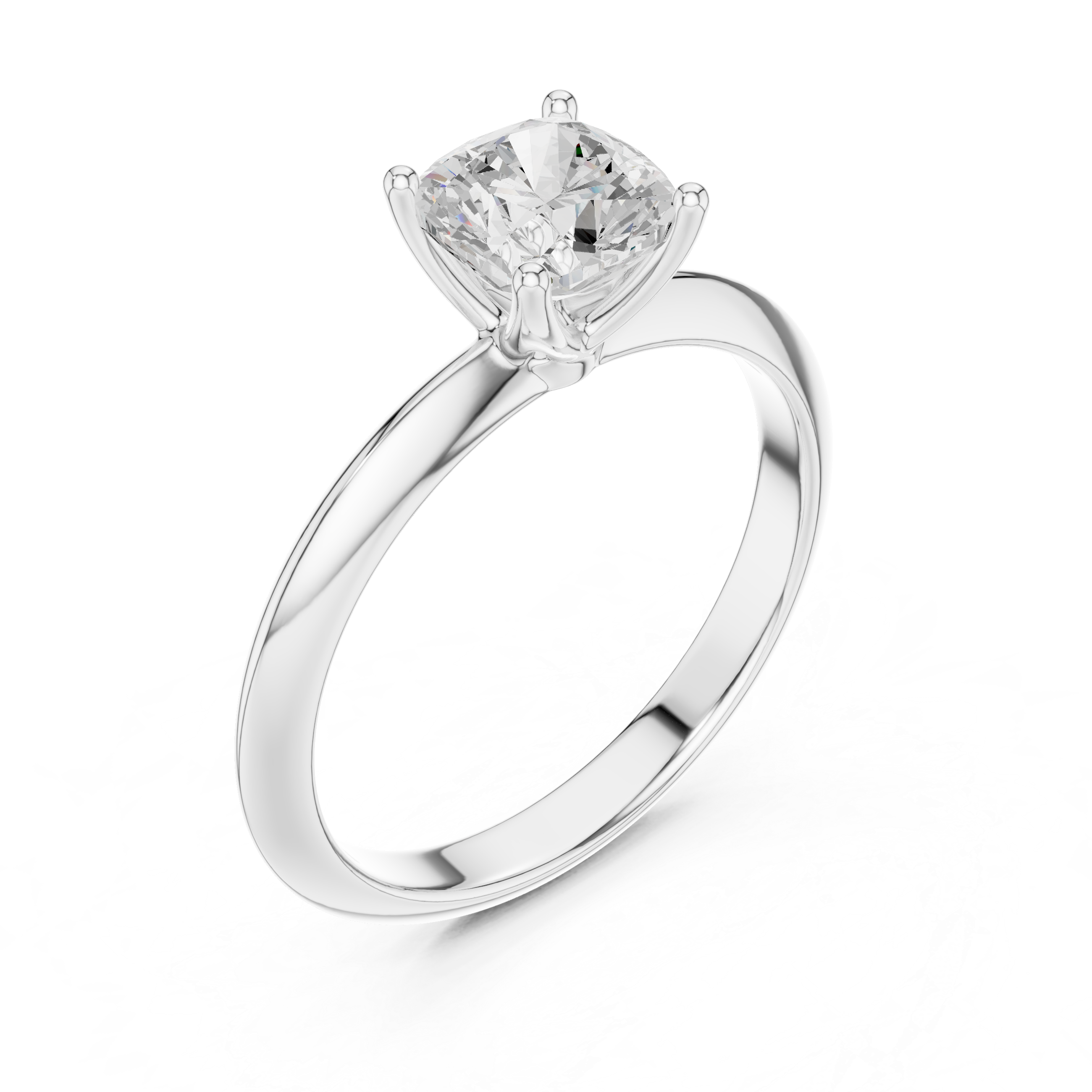Cushion Cut Solitaire Engagement Ring with Plain Band