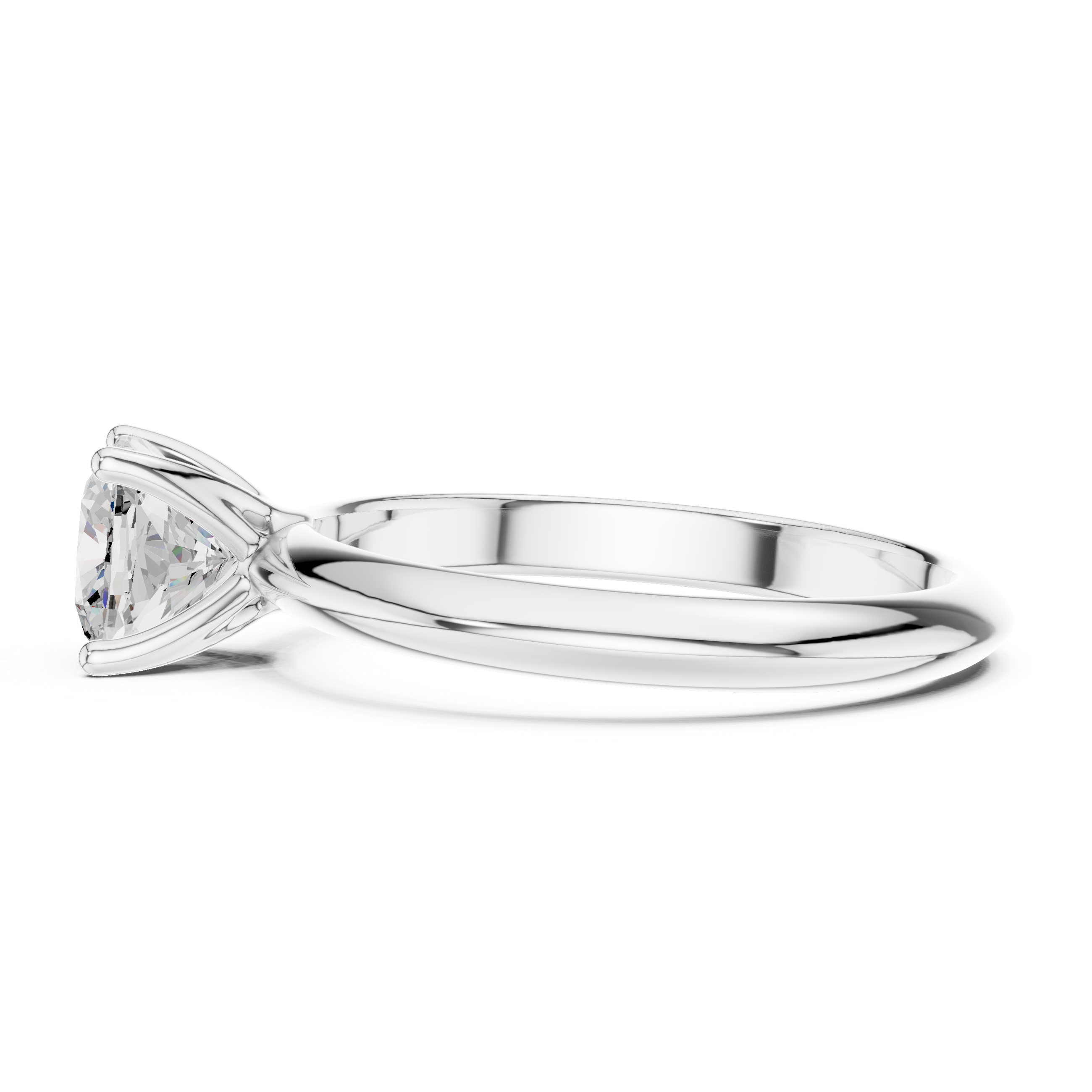 Cushion Cut Solitaire Engagement Ring with Plain Band