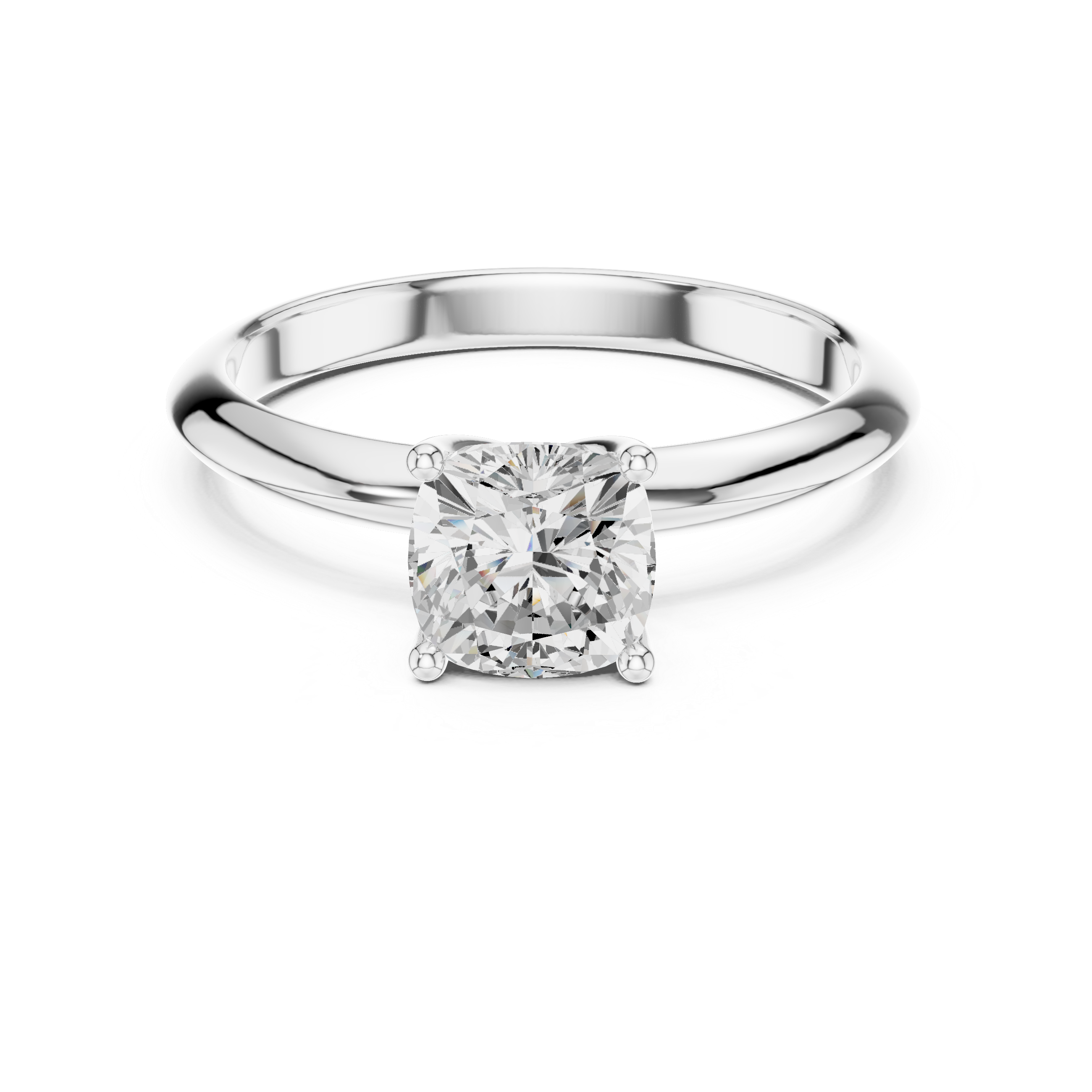 Cushion Cut Solitaire Engagement Ring with Plain Band