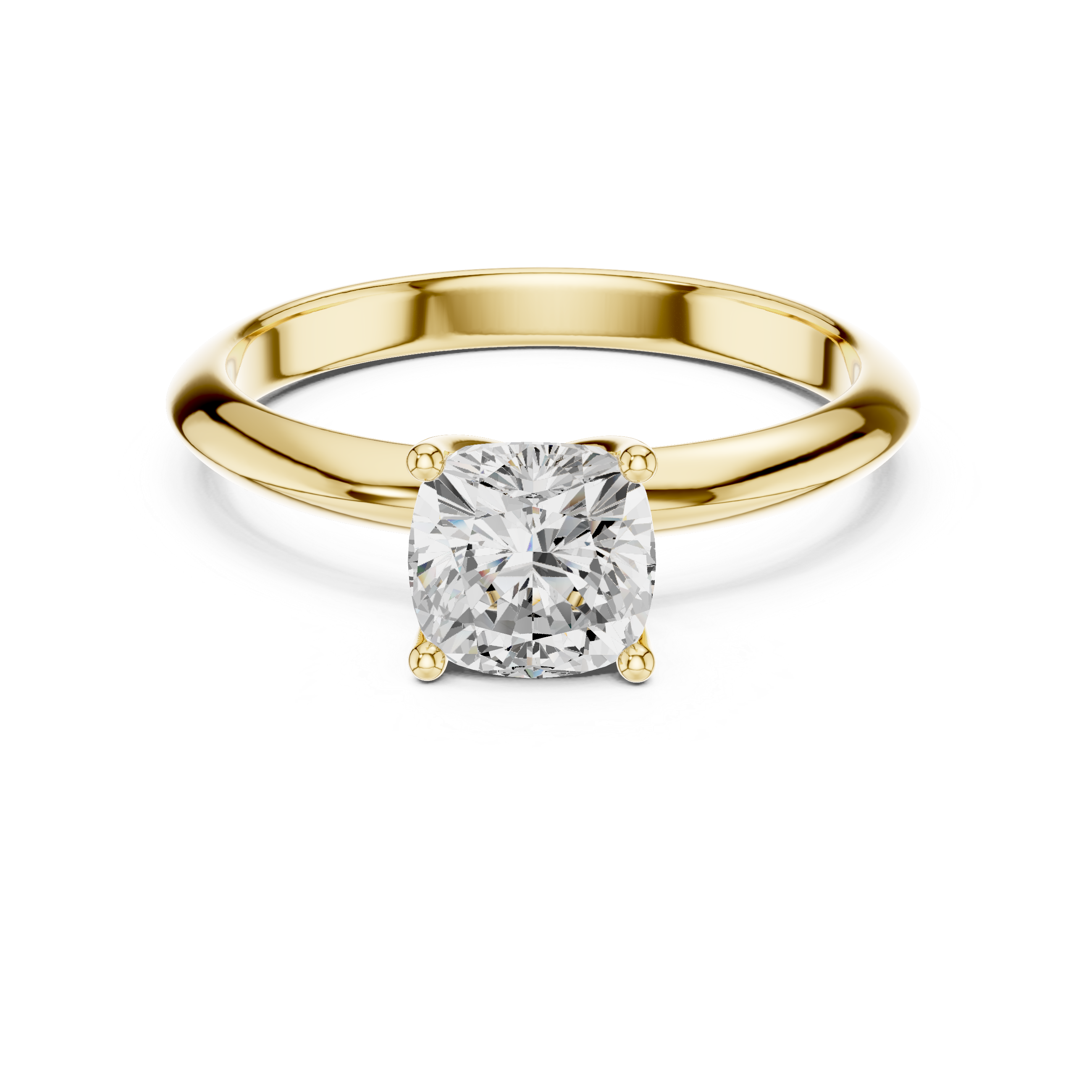 Cushion Cut Solitaire Engagement Ring with Plain Band