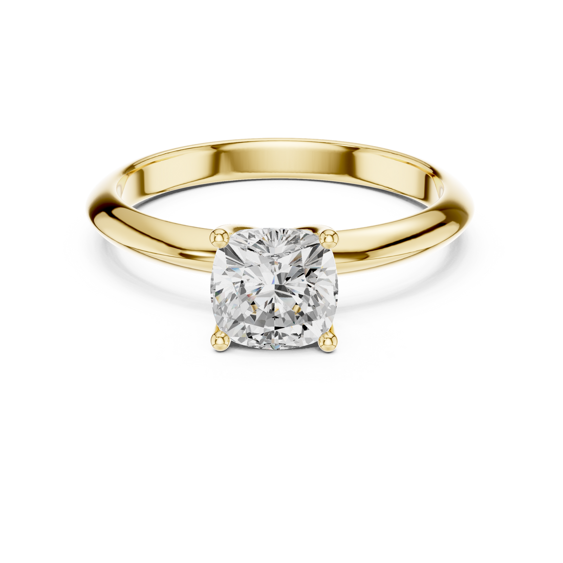 Cushion Cut Solitaire Engagement Ring with Plain Band