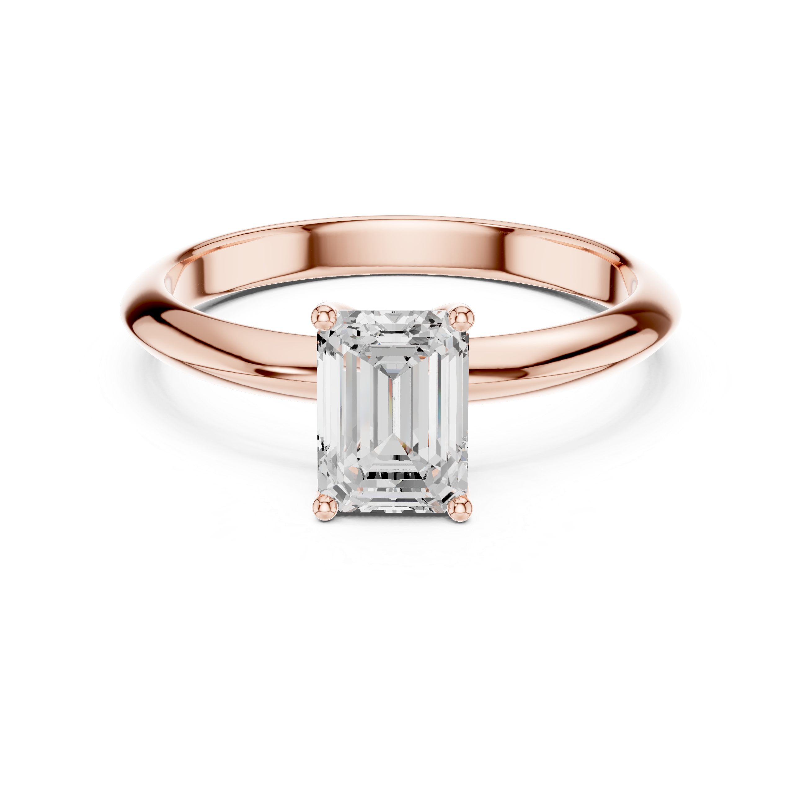 Emerald Cut Solitaire Engagement Ring with Plain Band
