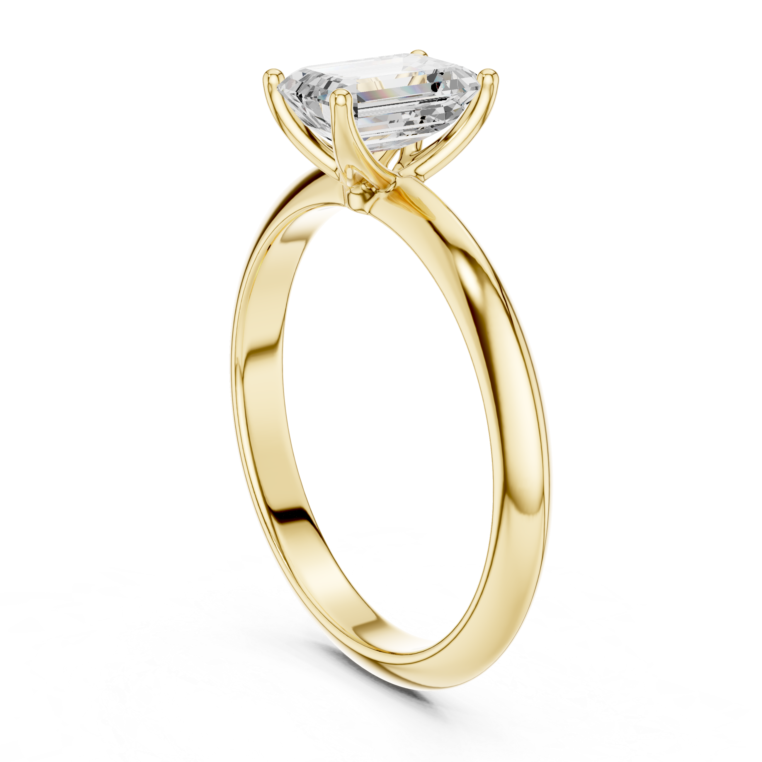 Emerald Cut Solitaire Engagement Ring with Plain Band