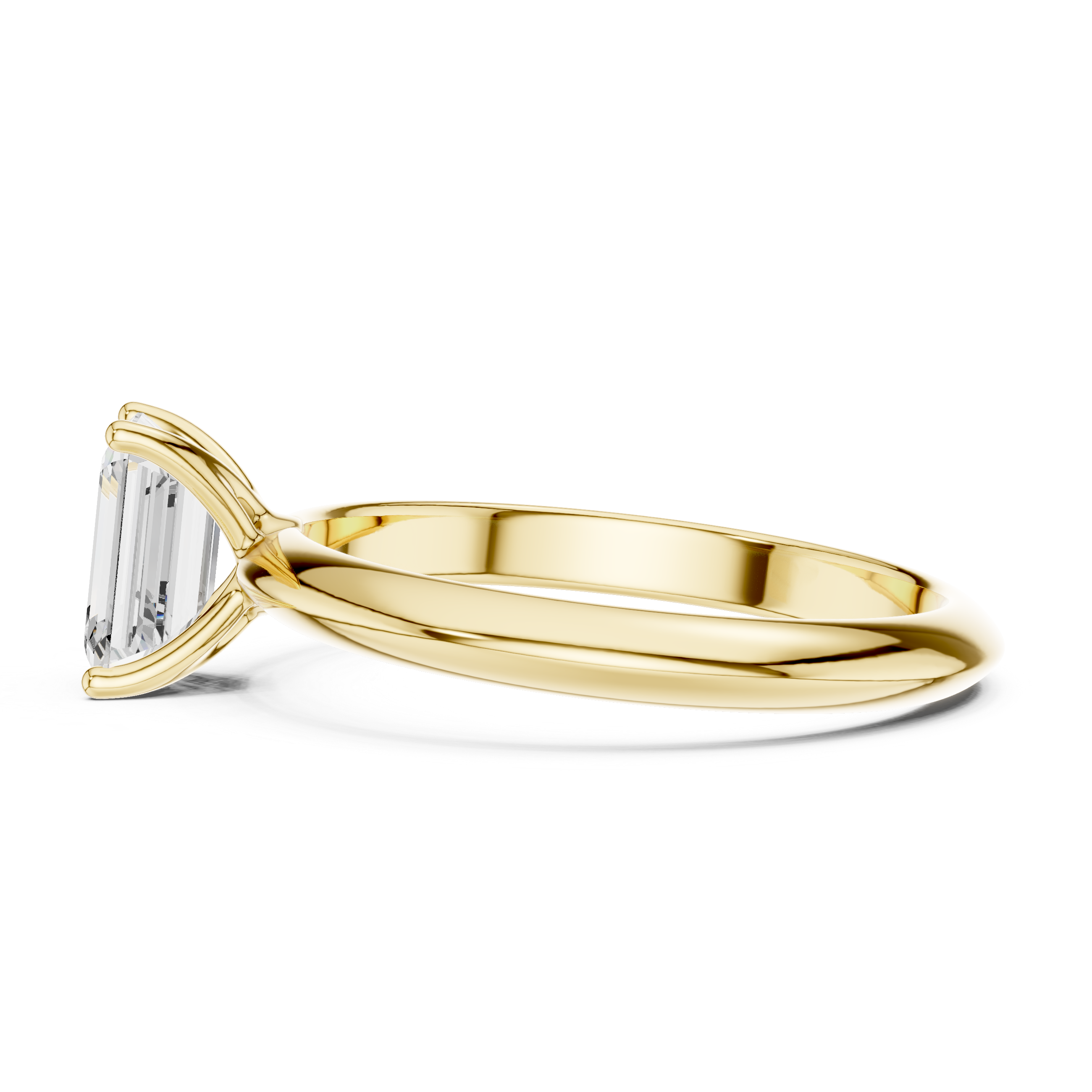 Emerald Cut Solitaire Engagement Ring with Plain Band