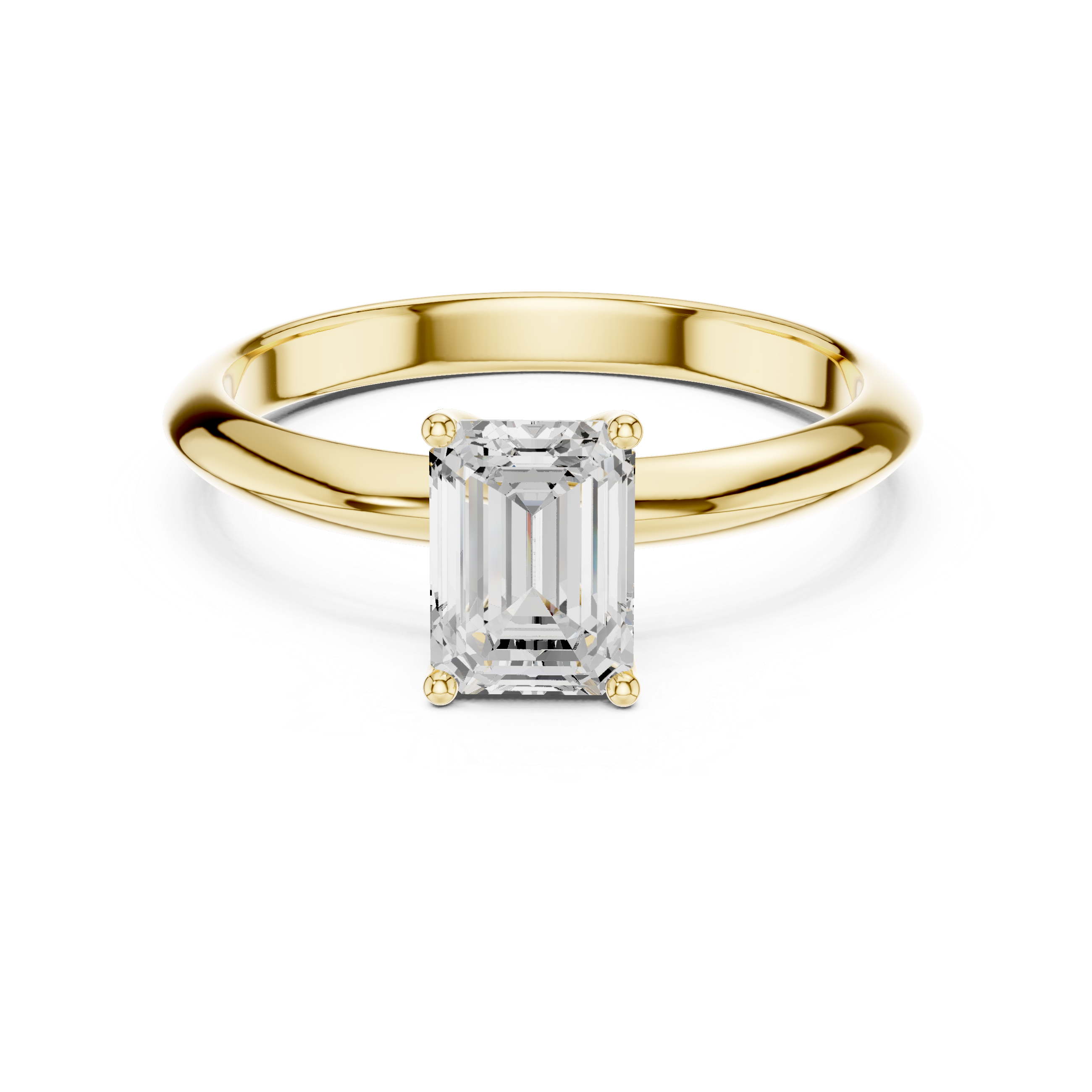 Emerald Cut Solitaire Engagement Ring with Plain Band