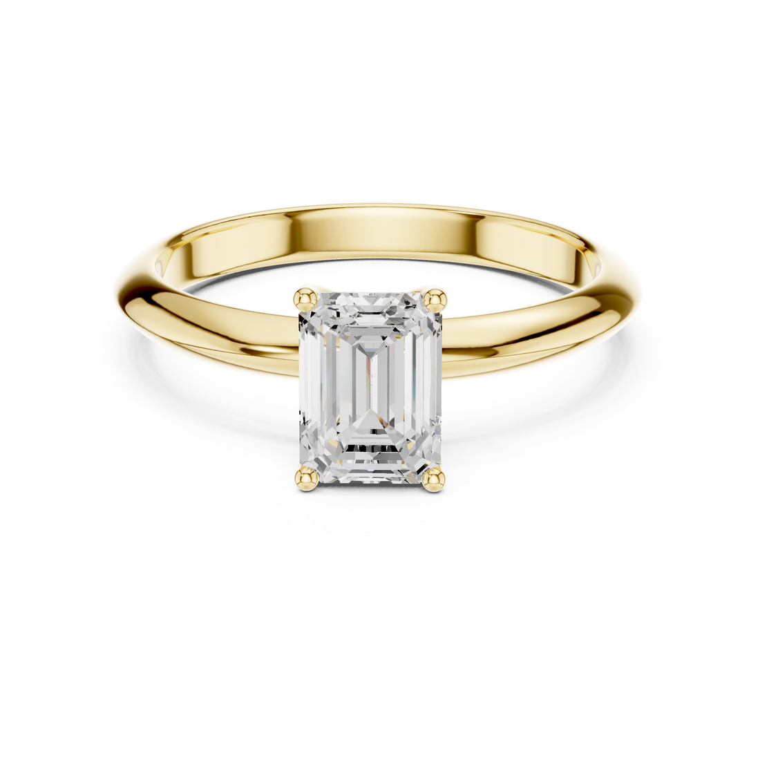Emerald Cut Solitaire Engagement Ring with Plain Band