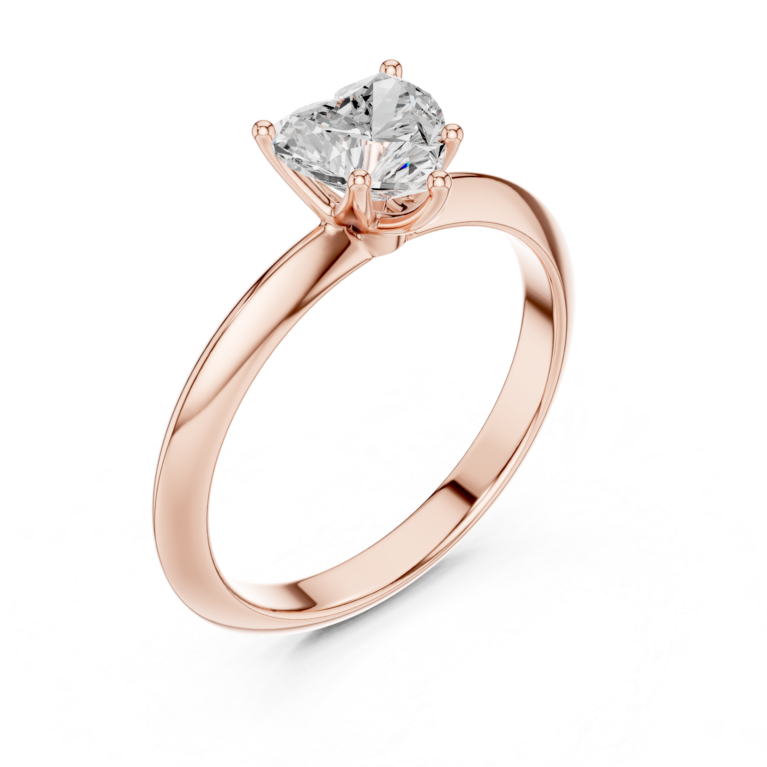 Heart Cut Solitaire Engagement Ring with Plain Band