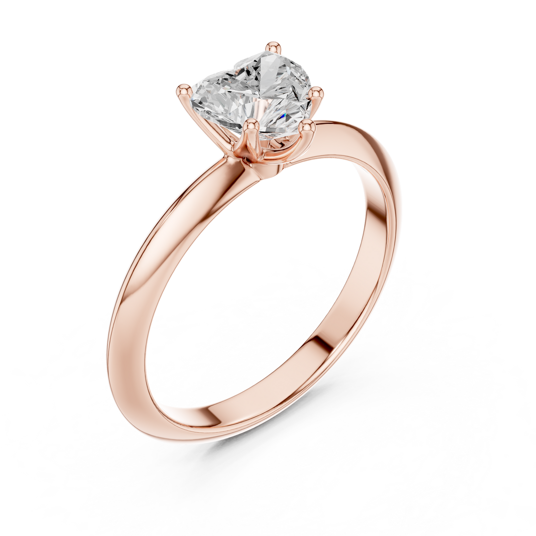 Heart Cut Solitaire Engagement Ring with Plain Band