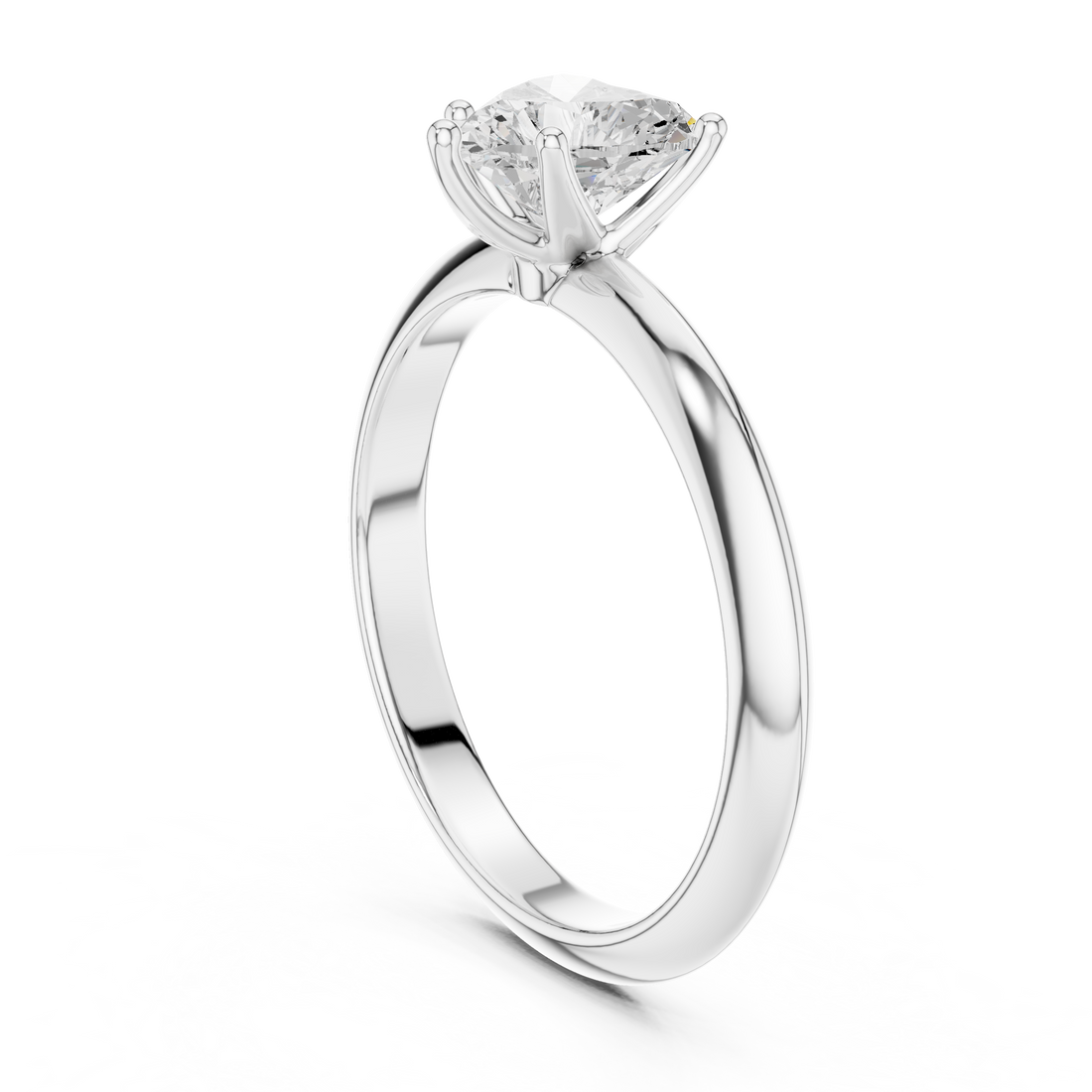 Heart Cut Solitaire Engagement Ring with Plain Band