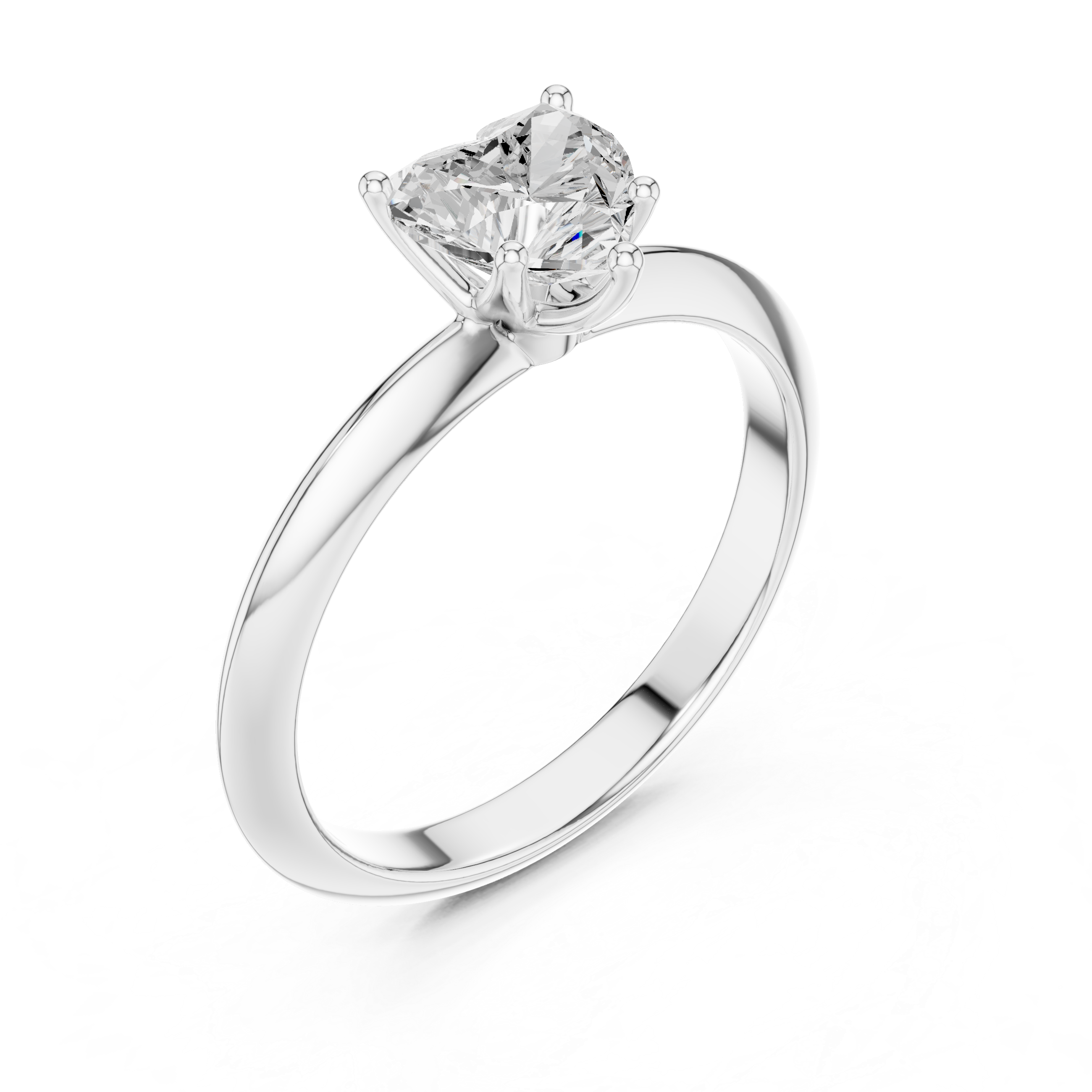 Heart Cut Solitaire Engagement Ring with Plain Band