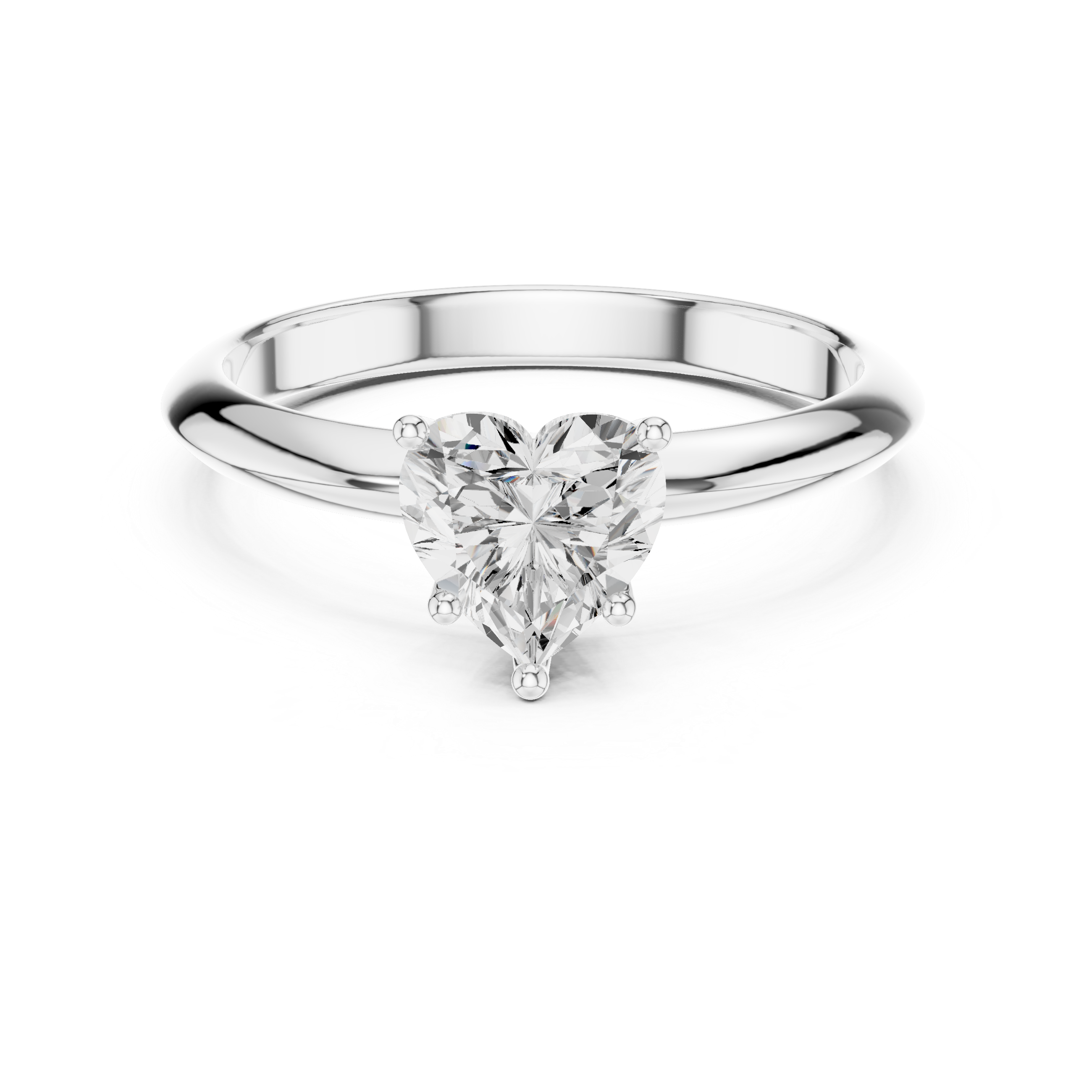 Heart Cut Solitaire Engagement Ring with Plain Band