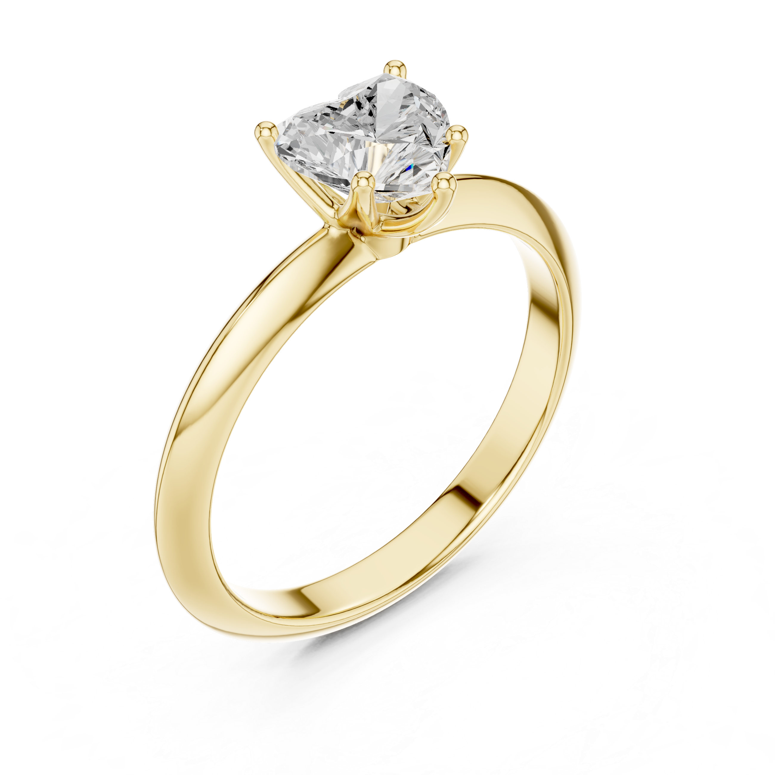 Heart Cut Solitaire Engagement Ring with Plain Band
