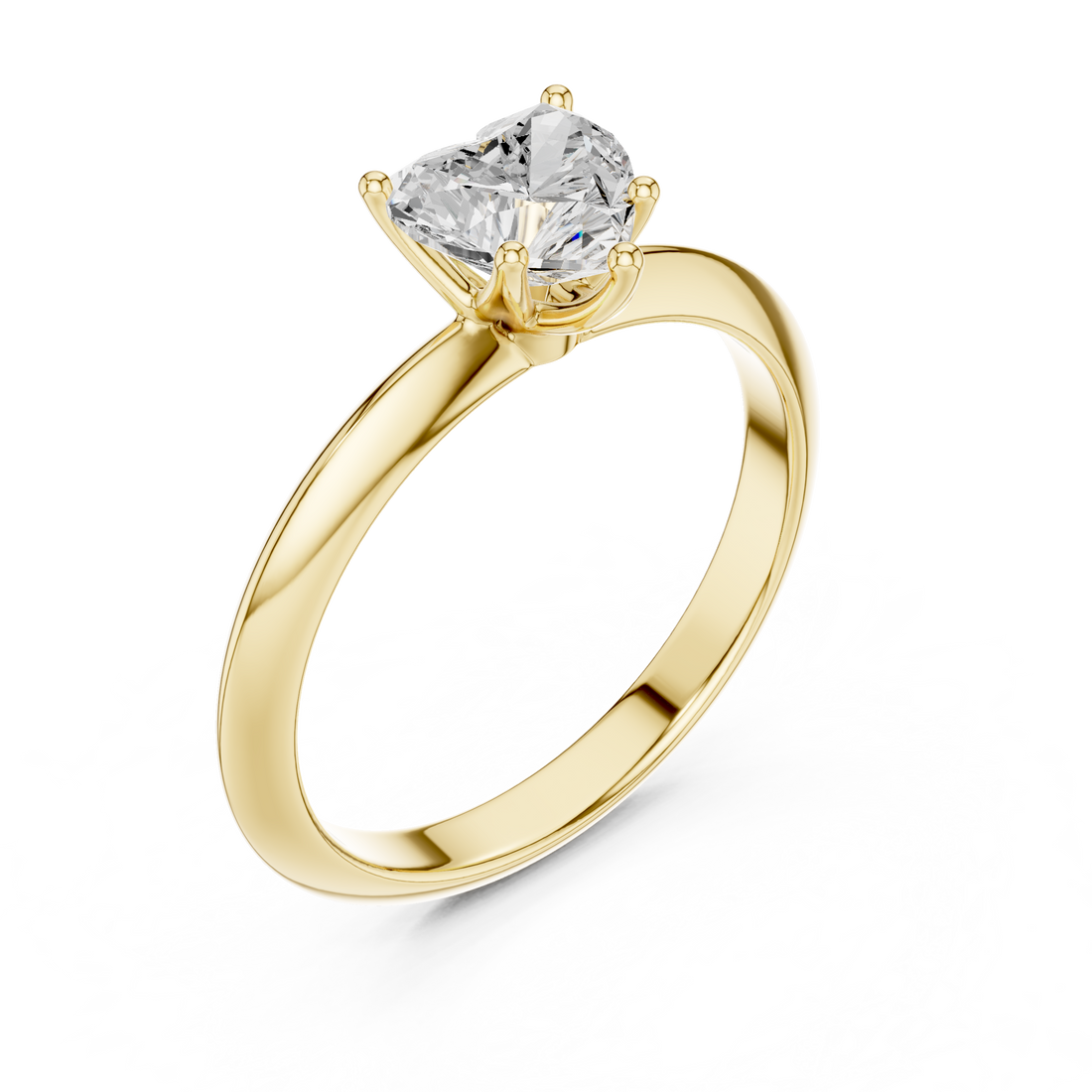 Heart Cut Solitaire Engagement Ring with Plain Band