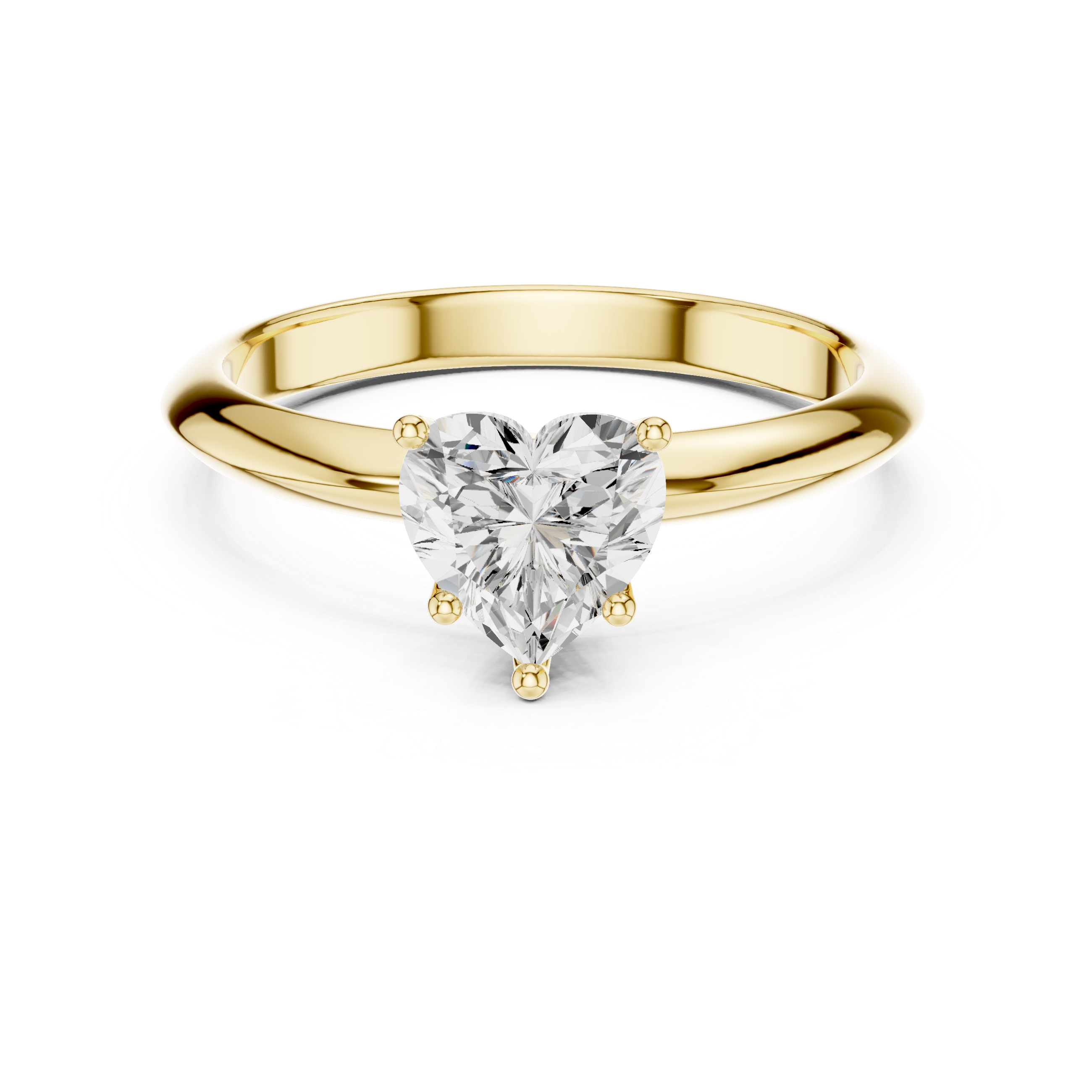 Heart Cut Solitaire Engagement Ring with Plain Band