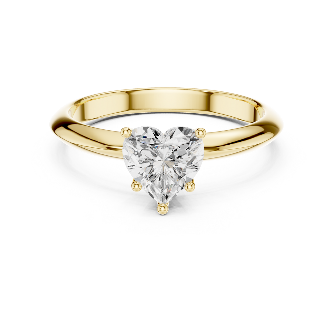 Heart Cut Solitaire Engagement Ring with Plain Band