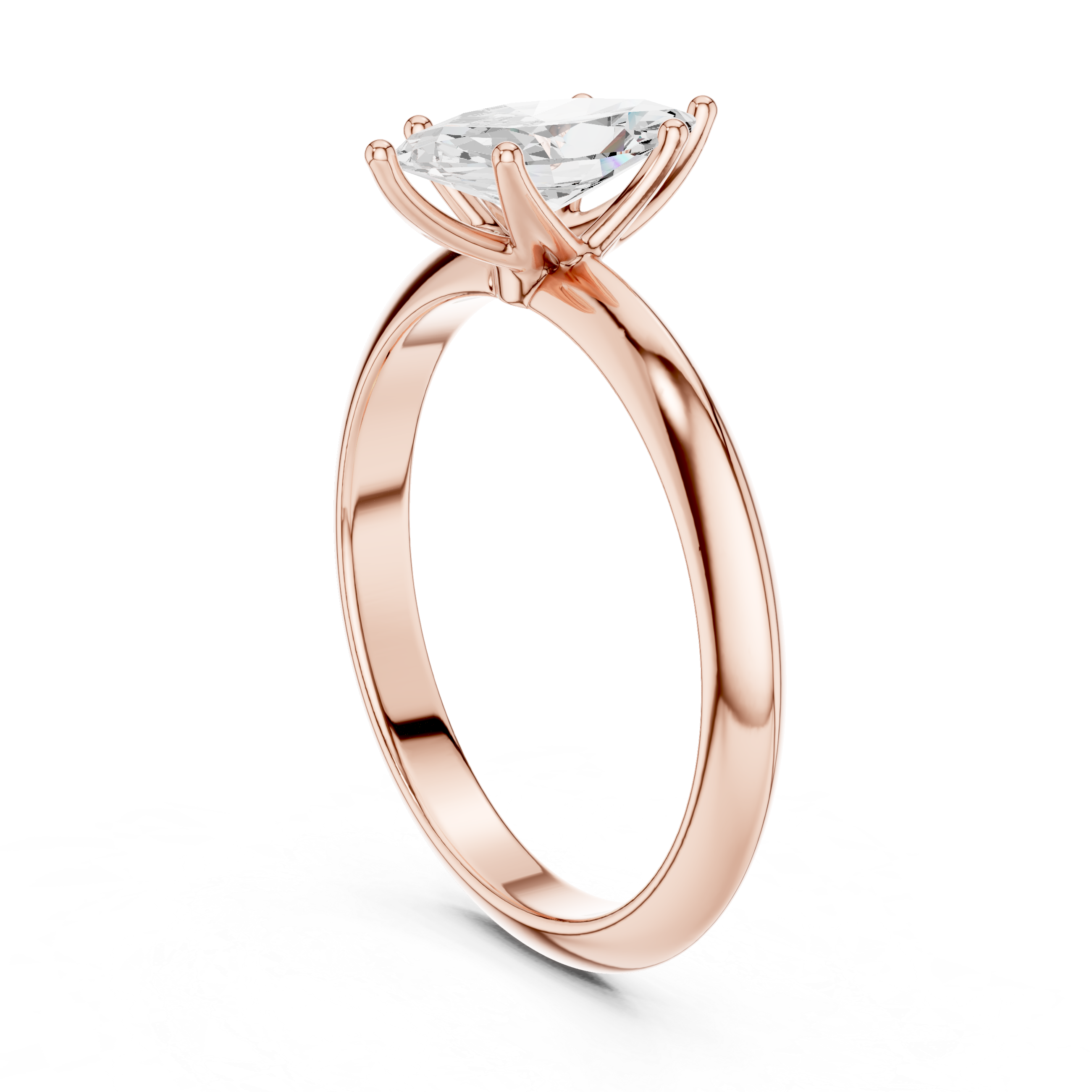 Maquise Cut Solitaire Engagement Ring with Plain Band