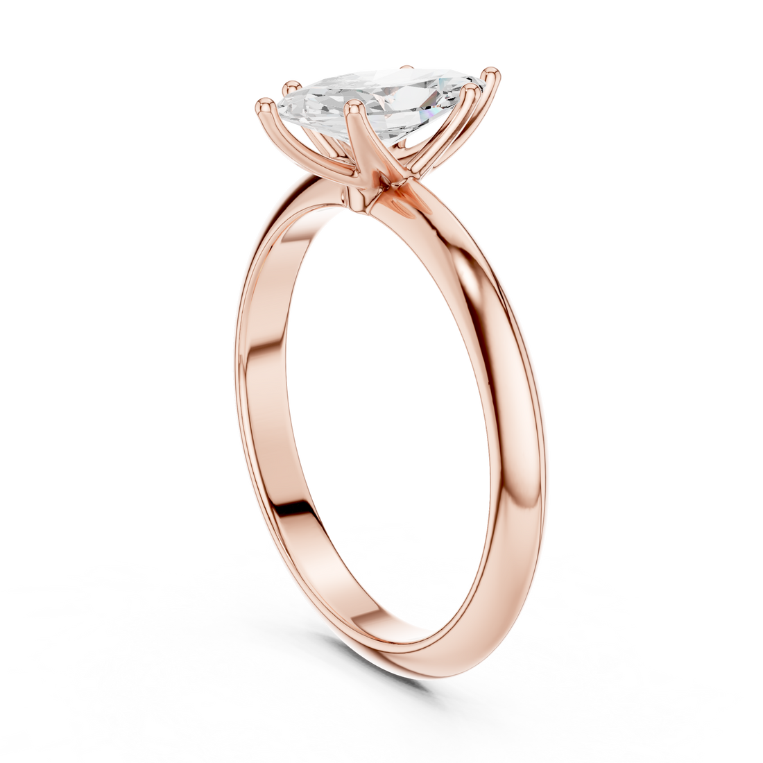 Maquise Cut Solitaire Engagement Ring with Plain Band