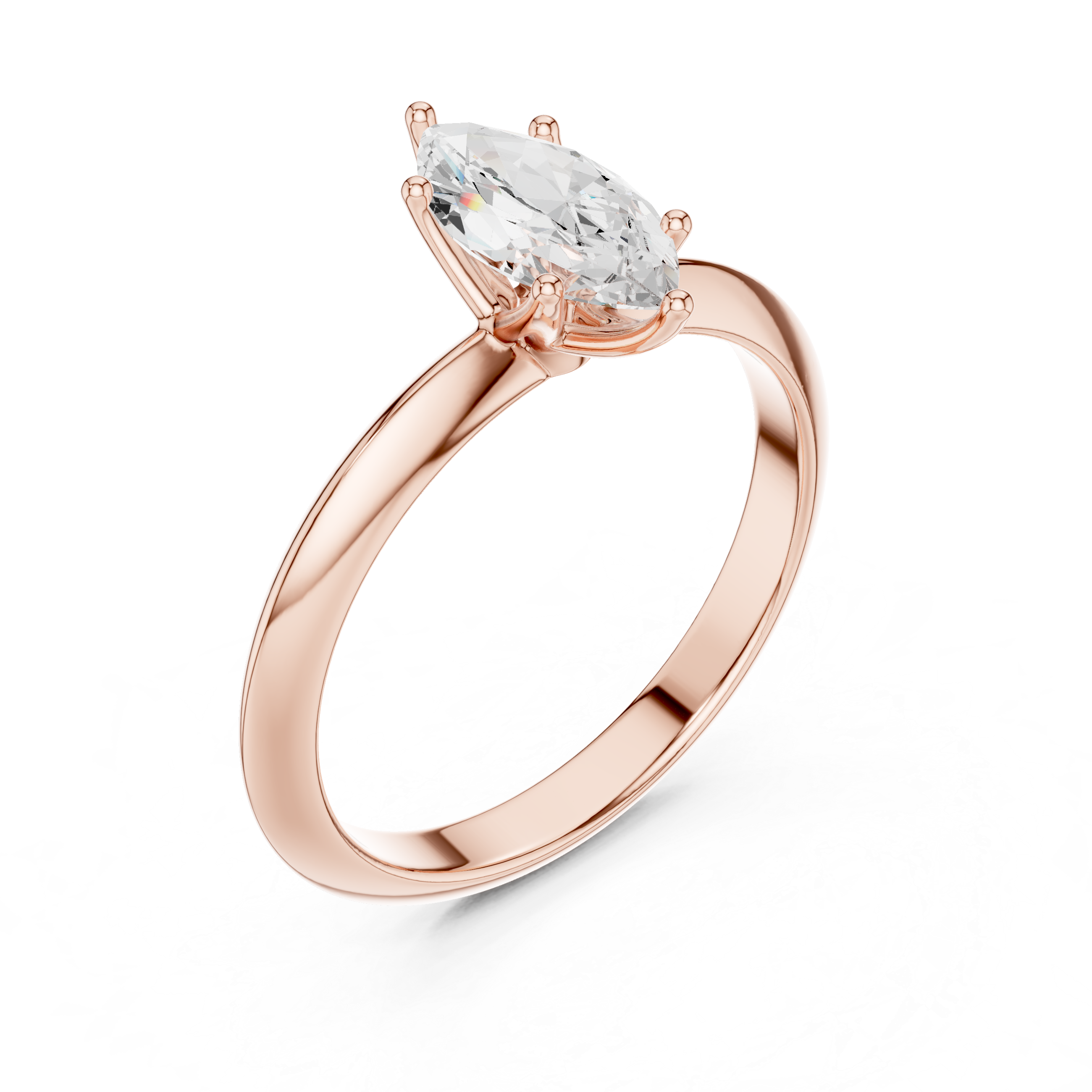 Maquise Cut Solitaire Engagement Ring with Plain Band