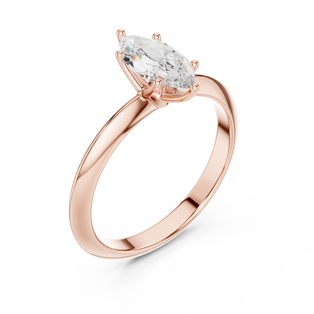 Maquise Cut Solitaire Engagement Ring with Plain Band