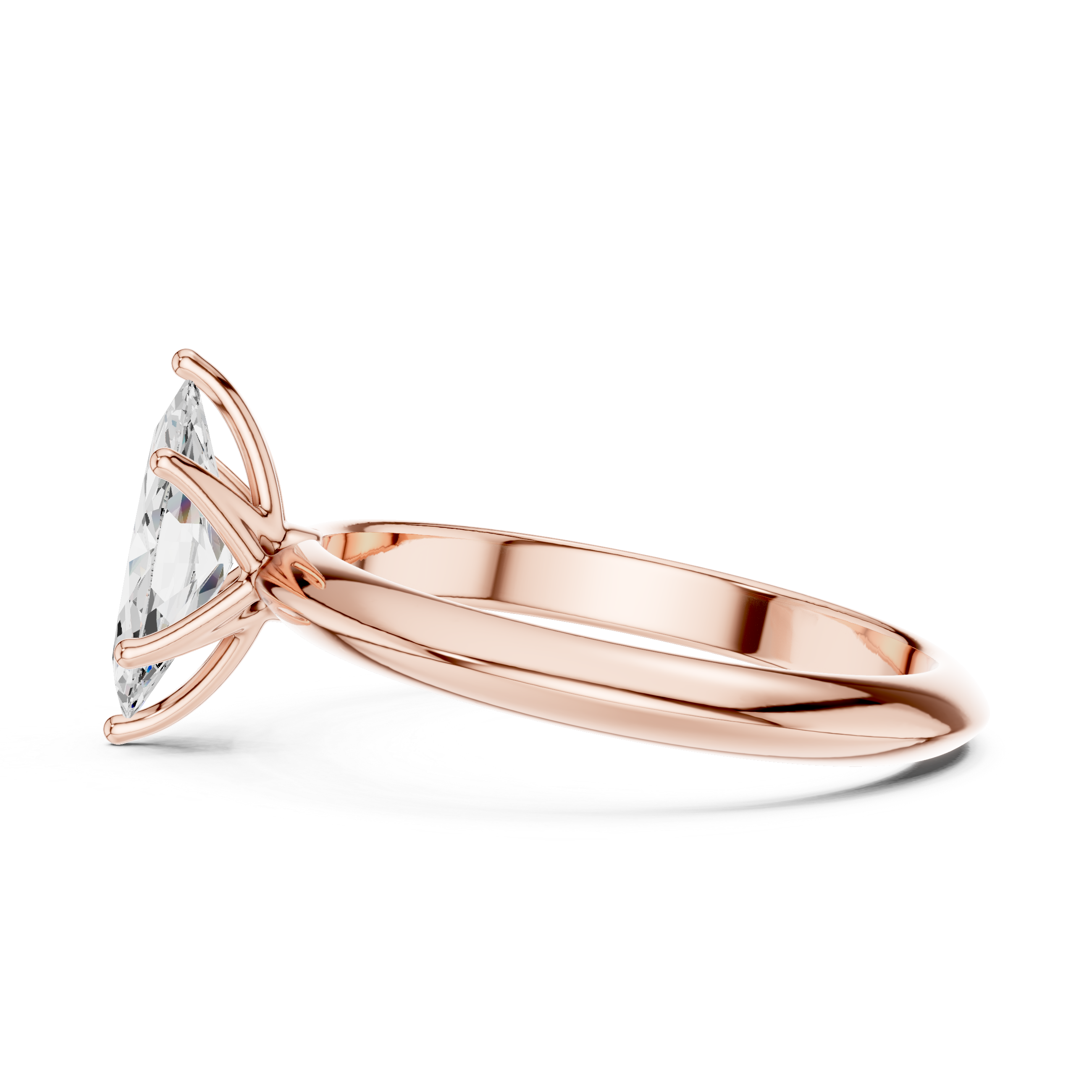 Maquise Cut Solitaire Engagement Ring with Plain Band
