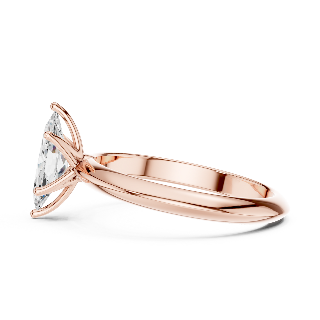 Maquise Cut Solitaire Engagement Ring with Plain Band