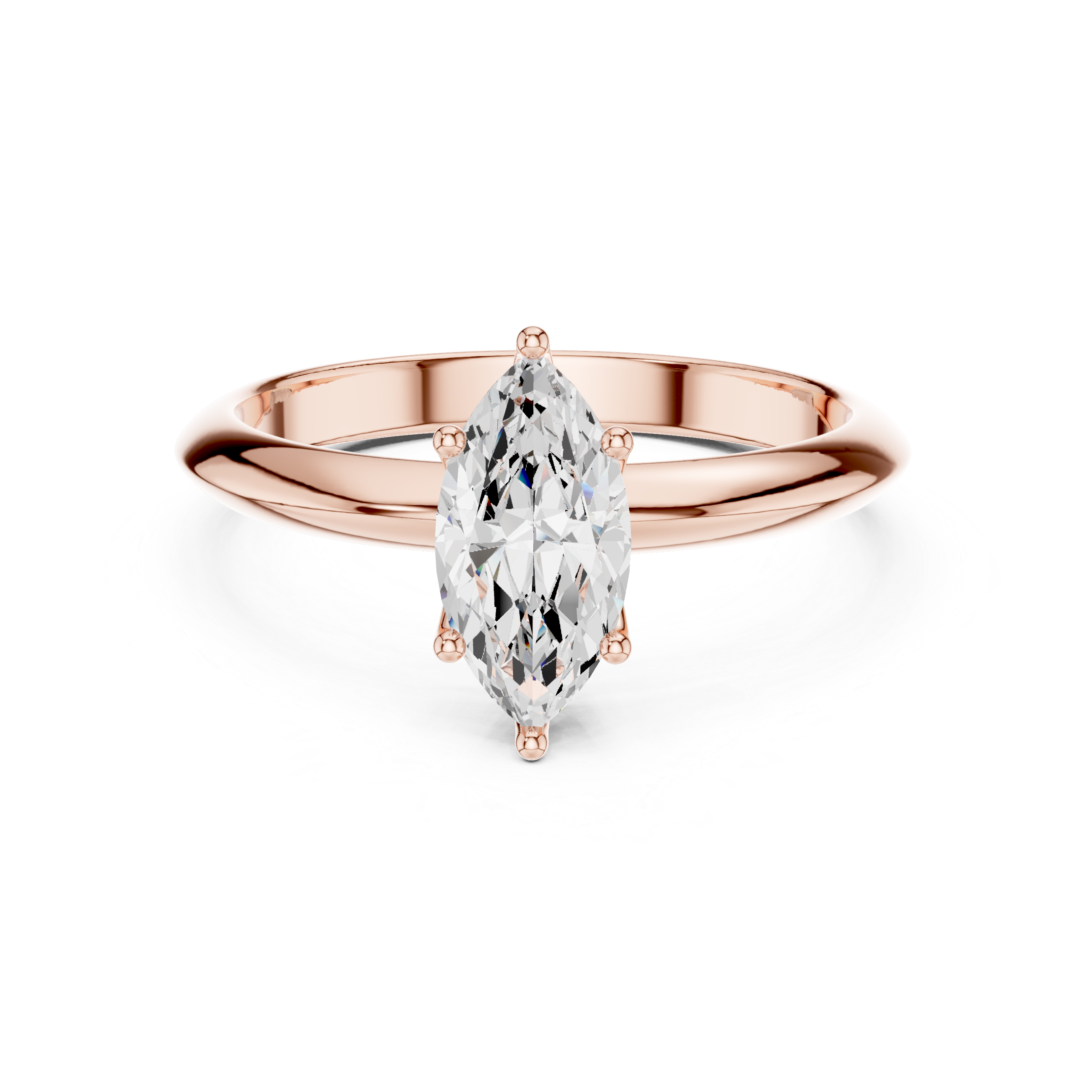 Maquise Cut Solitaire Engagement Ring with Plain Band