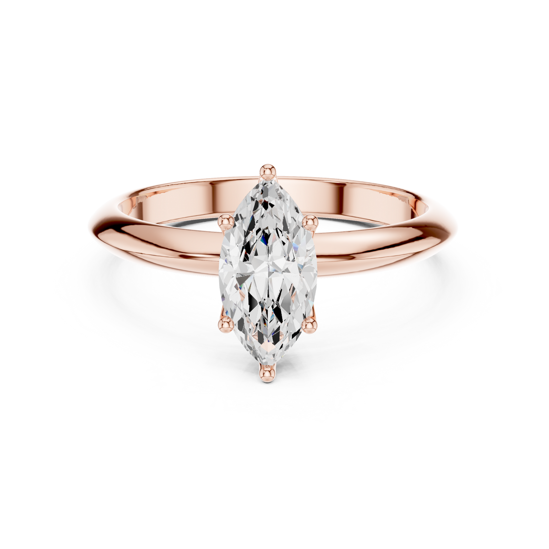 Maquise Cut Solitaire Engagement Ring with Plain Band