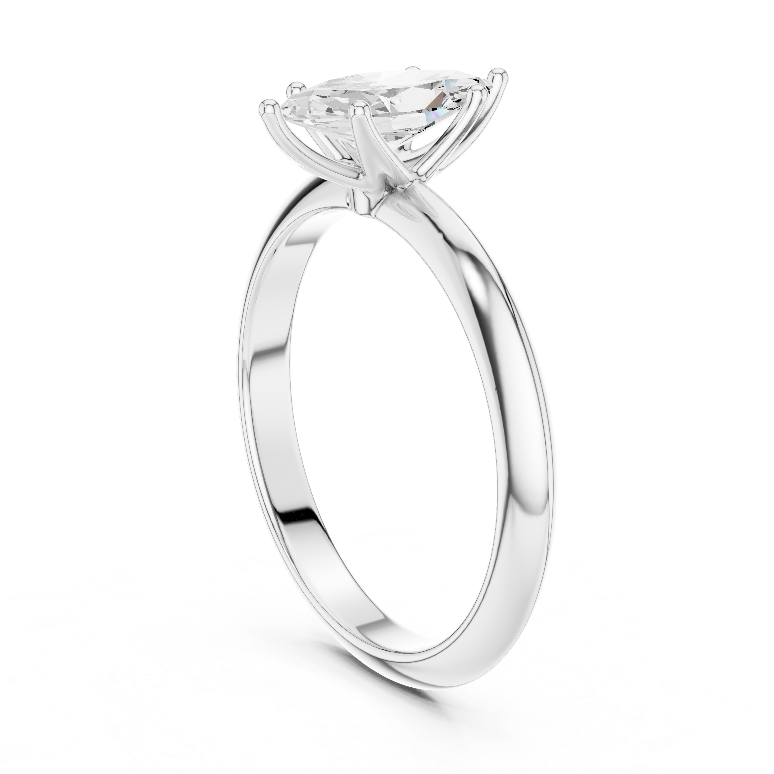 Maquise Cut Solitaire Engagement Ring with Plain Band