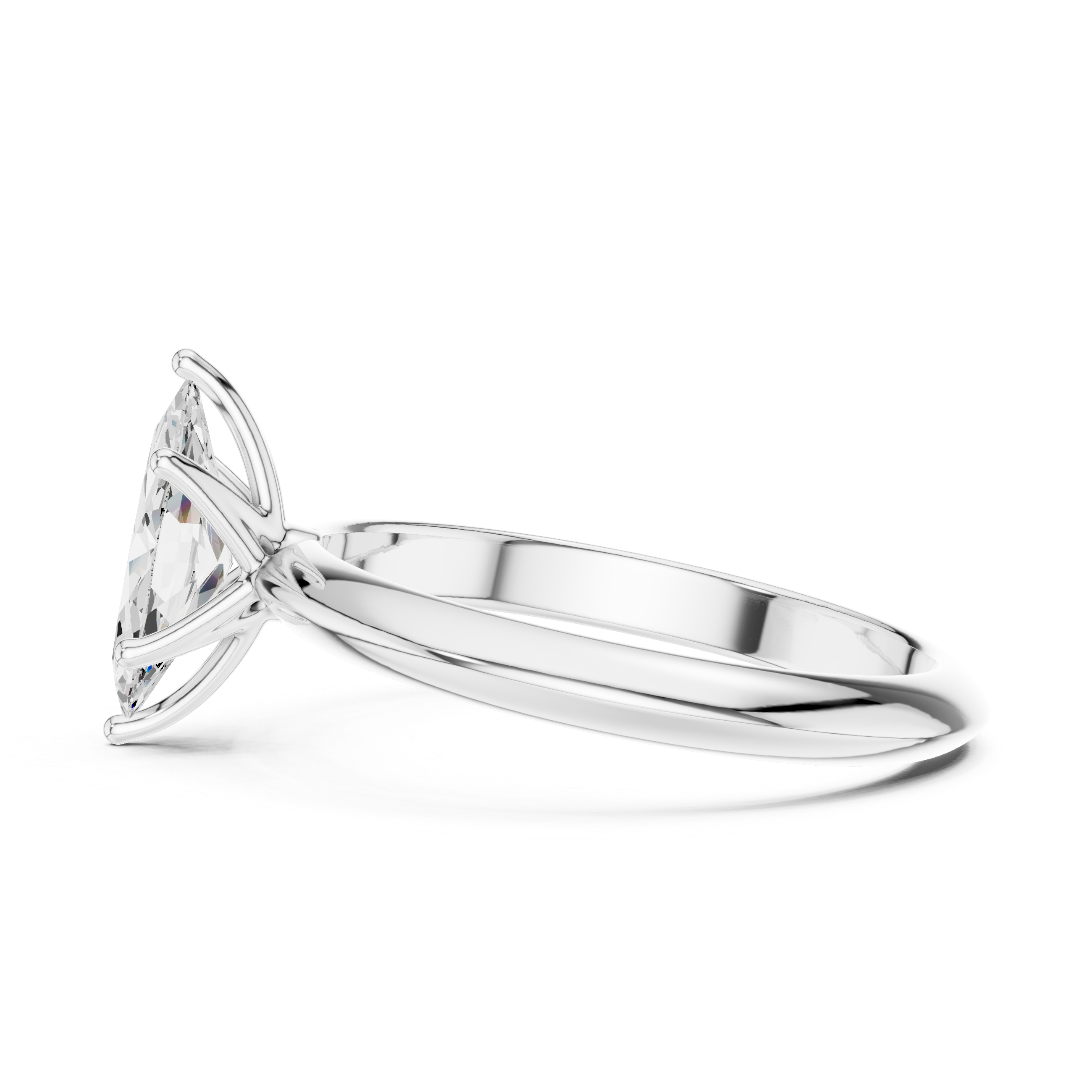 Maquise Cut Solitaire Engagement Ring with Plain Band