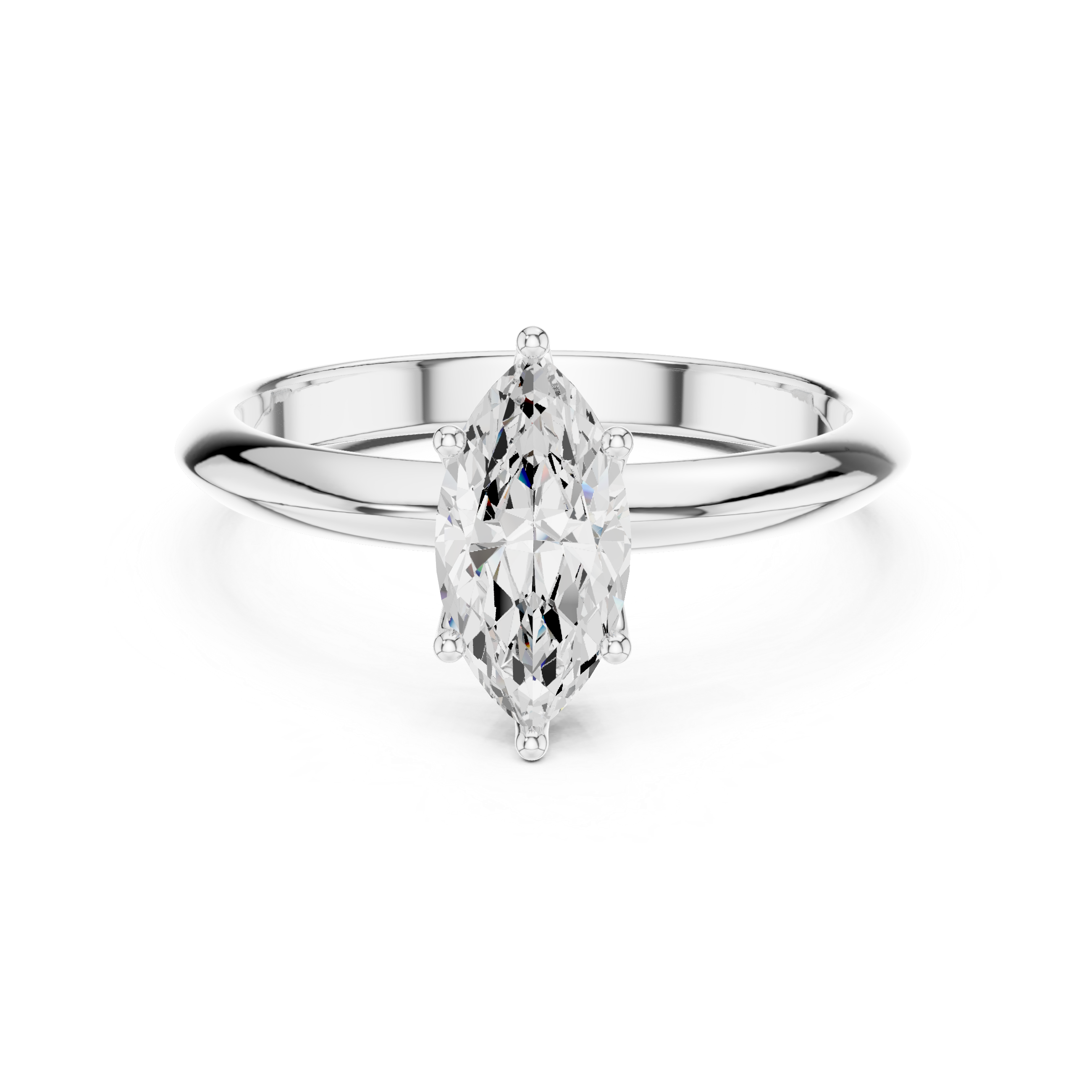 Maquise Cut Solitaire Engagement Ring with Plain Band