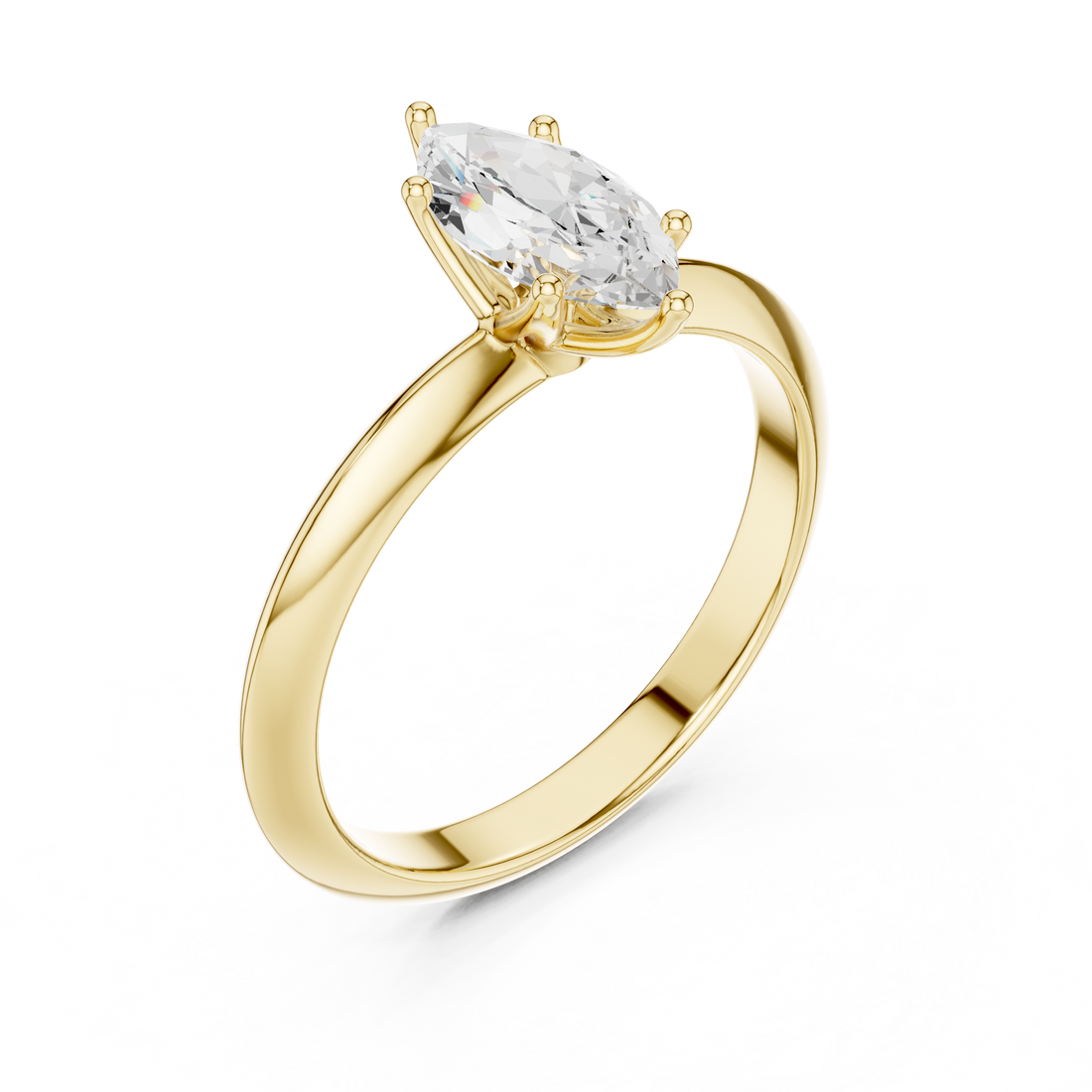 Maquise Cut Solitaire Engagement Ring with Plain Band