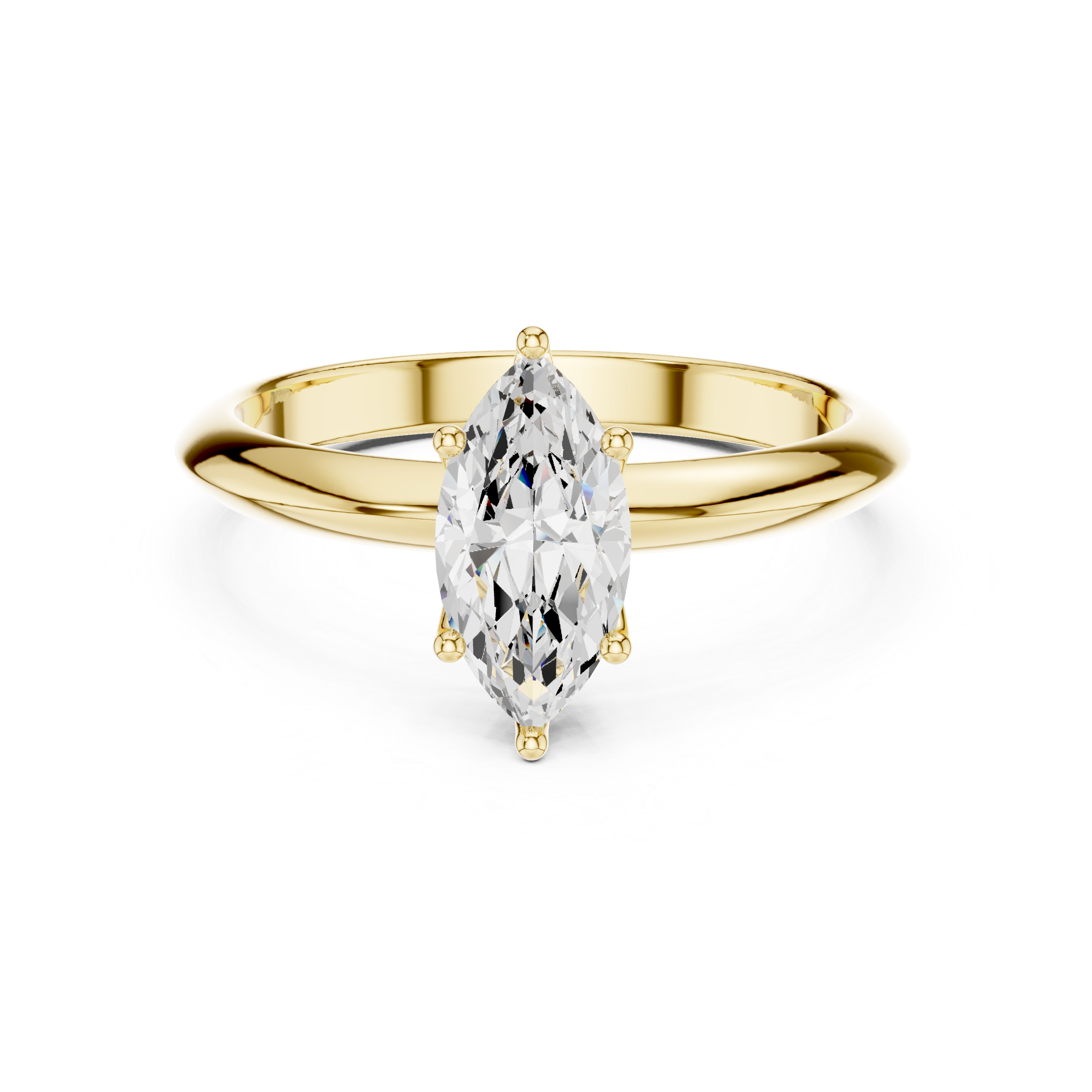 Maquise Cut Solitaire Engagement Ring with Plain Band