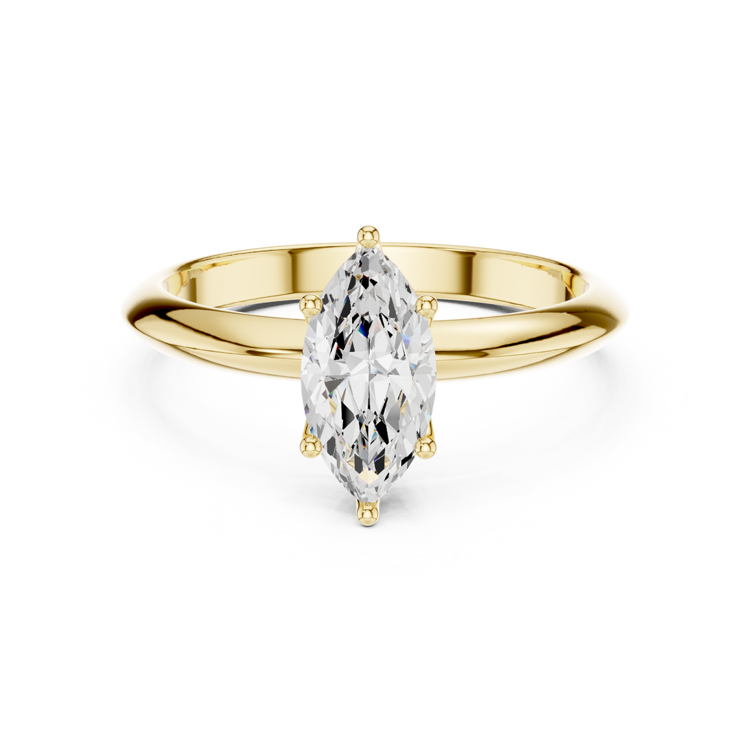 Maquise Cut Solitaire Engagement Ring with Plain Band