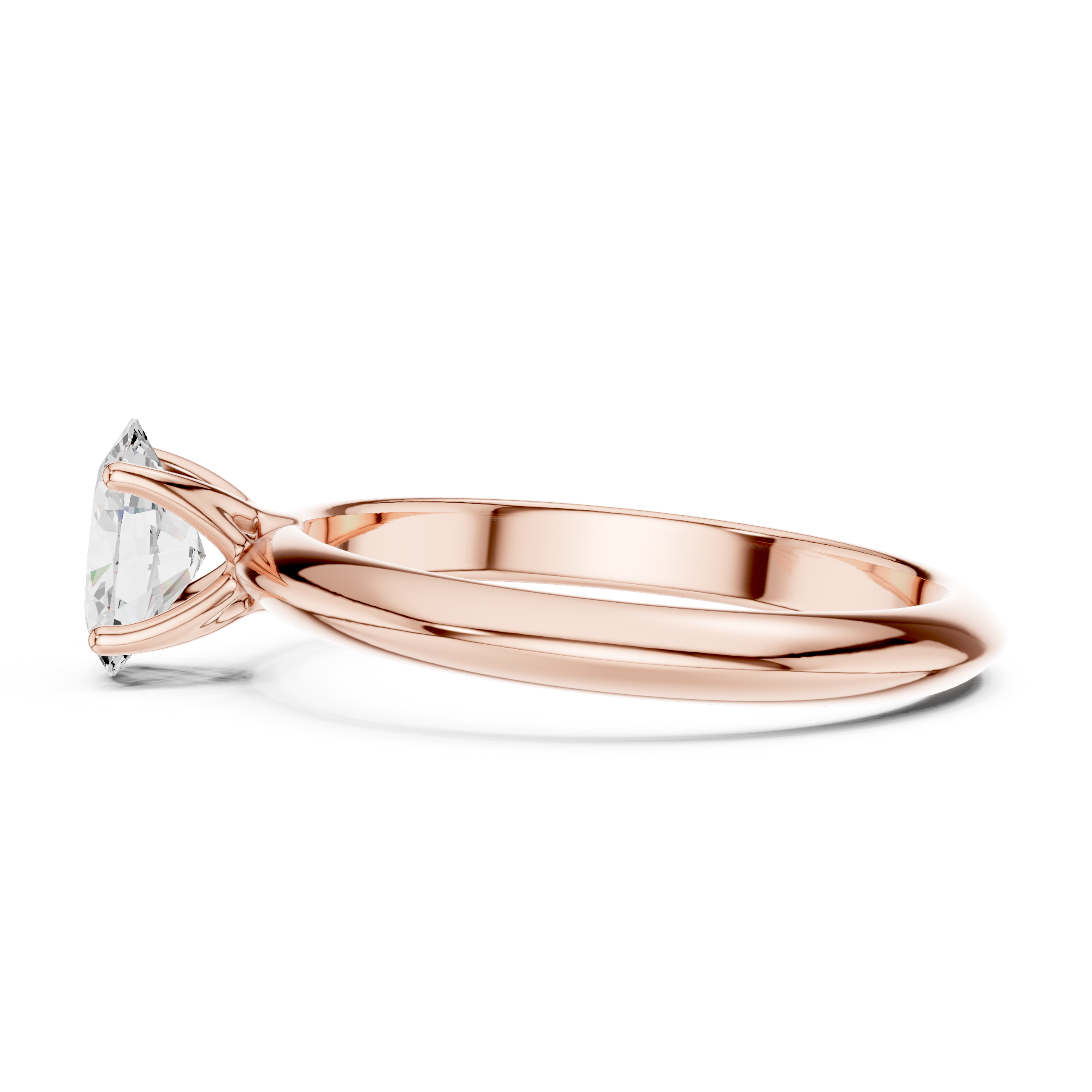 Oval Cut Solitaire Engagement Ring with Plain Band