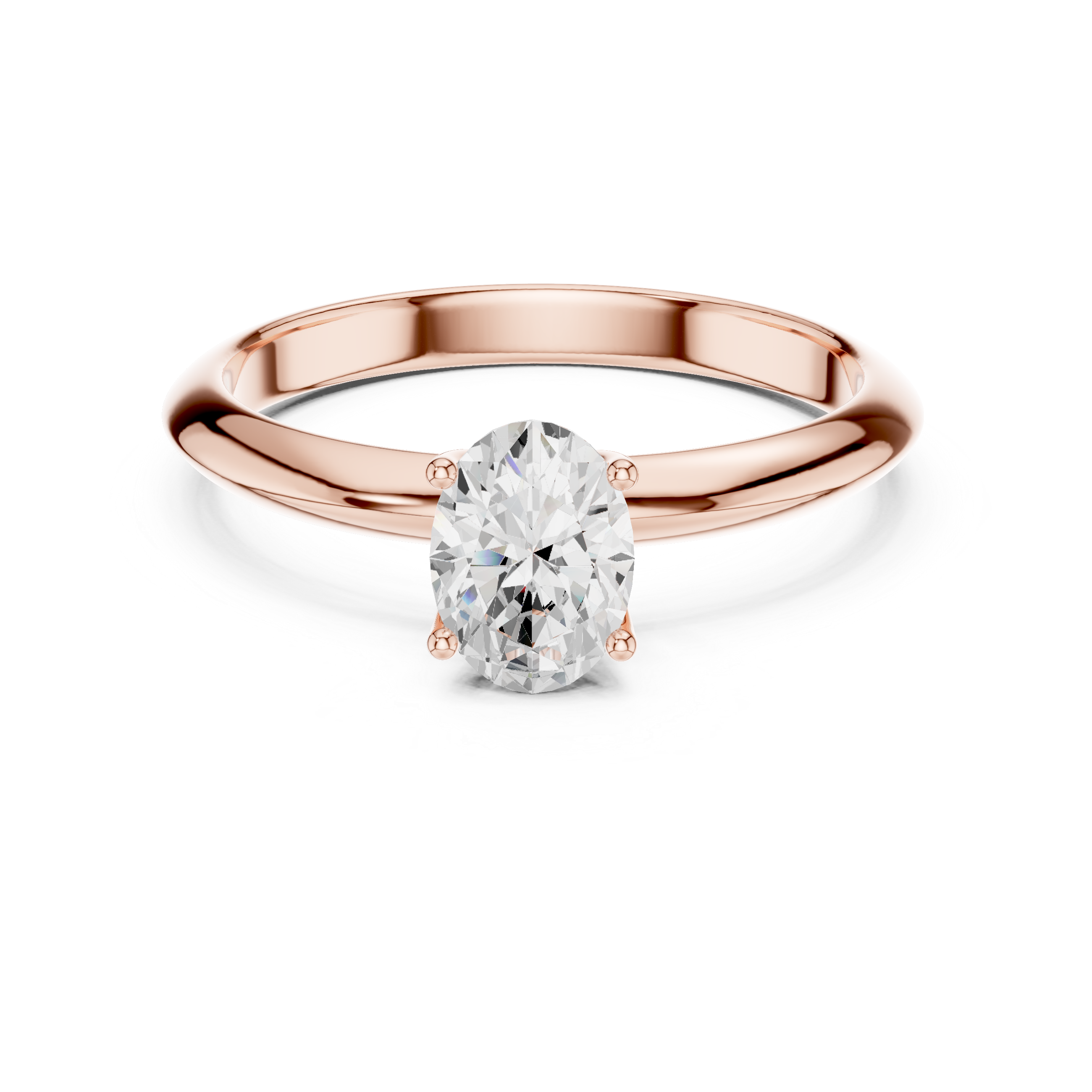 Oval Cut Solitaire Engagement Ring with Plain Band