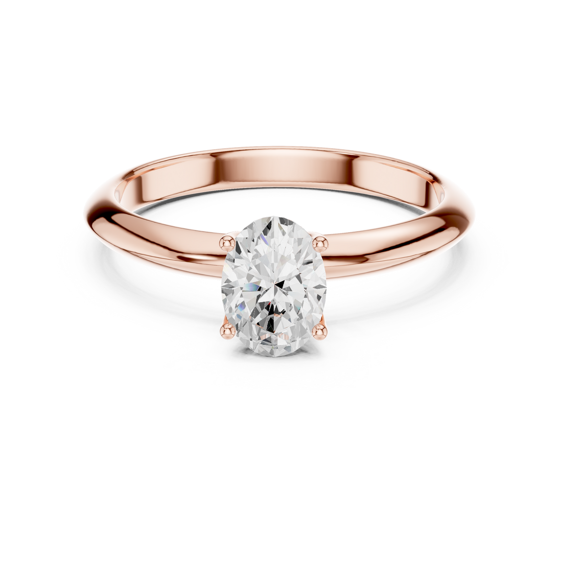 Oval Cut Solitaire Engagement Ring with Plain Band