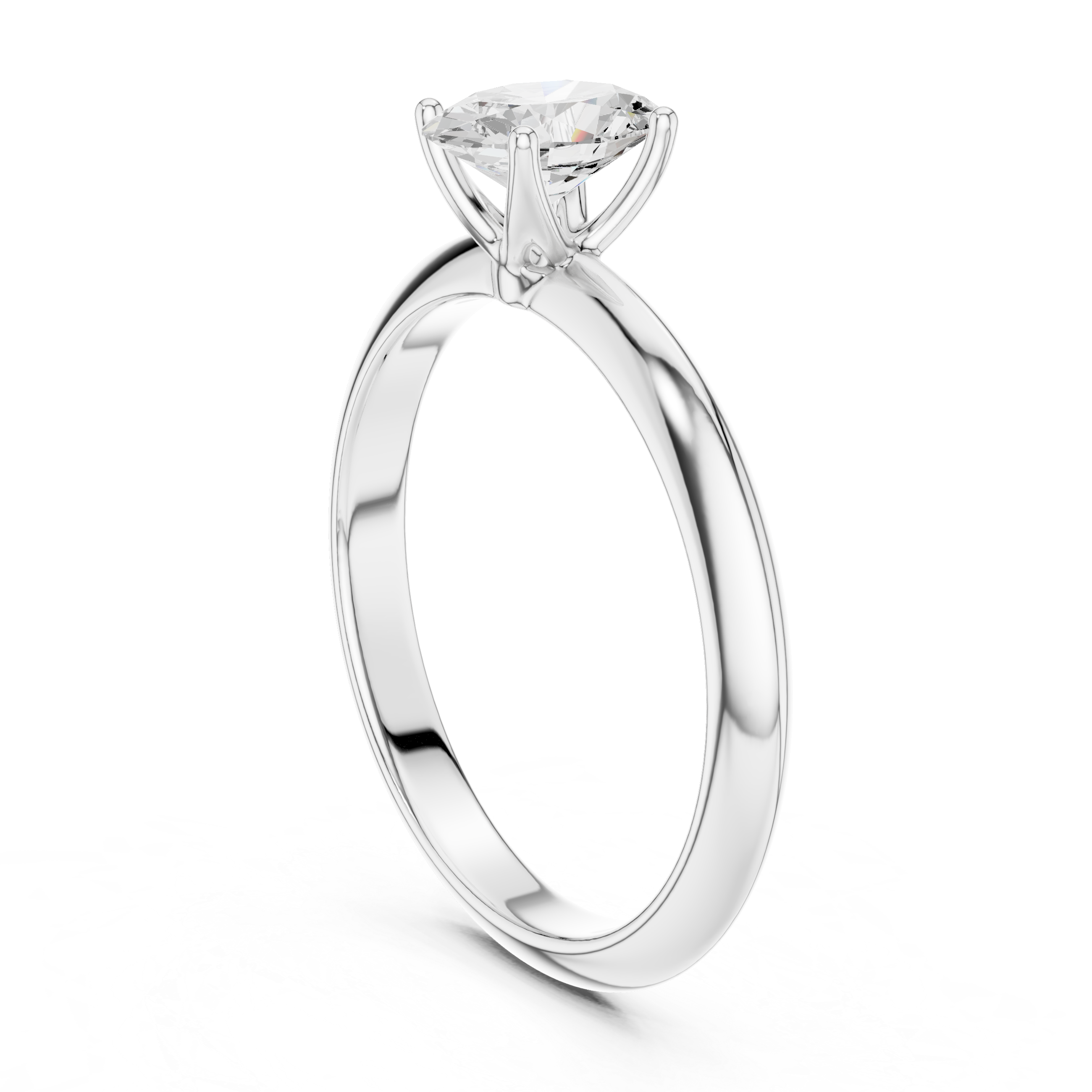 Oval Cut Solitaire Engagement Ring with Plain Band