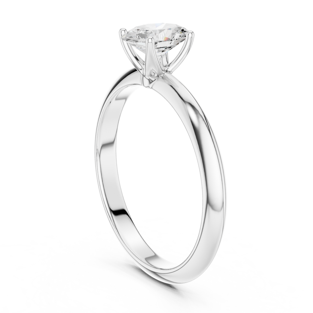 Oval Cut Solitaire Engagement Ring with Plain Band