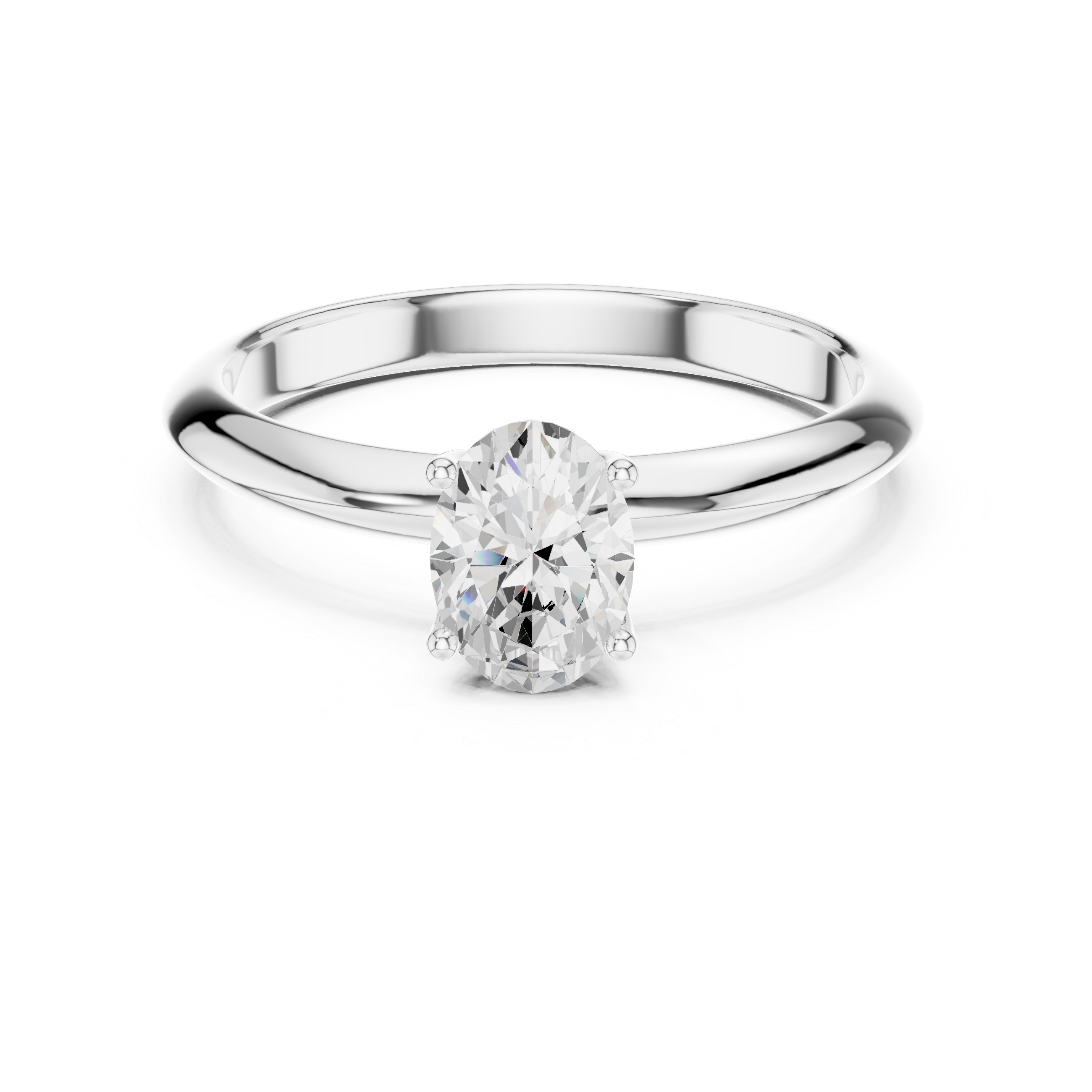 Oval Cut Solitaire Engagement Ring with Plain Band