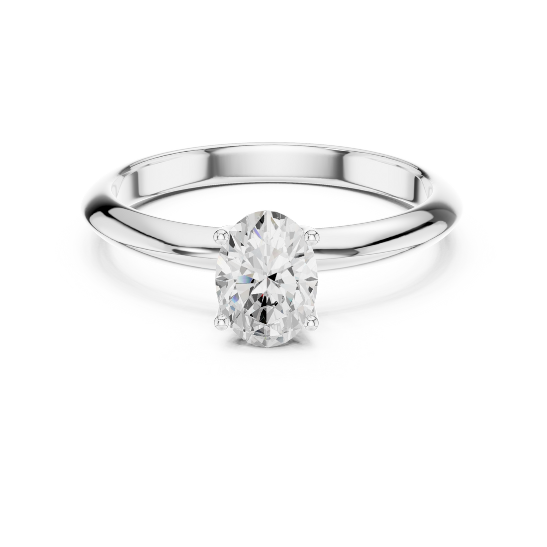 Oval Cut Solitaire Engagement Ring with Plain Band