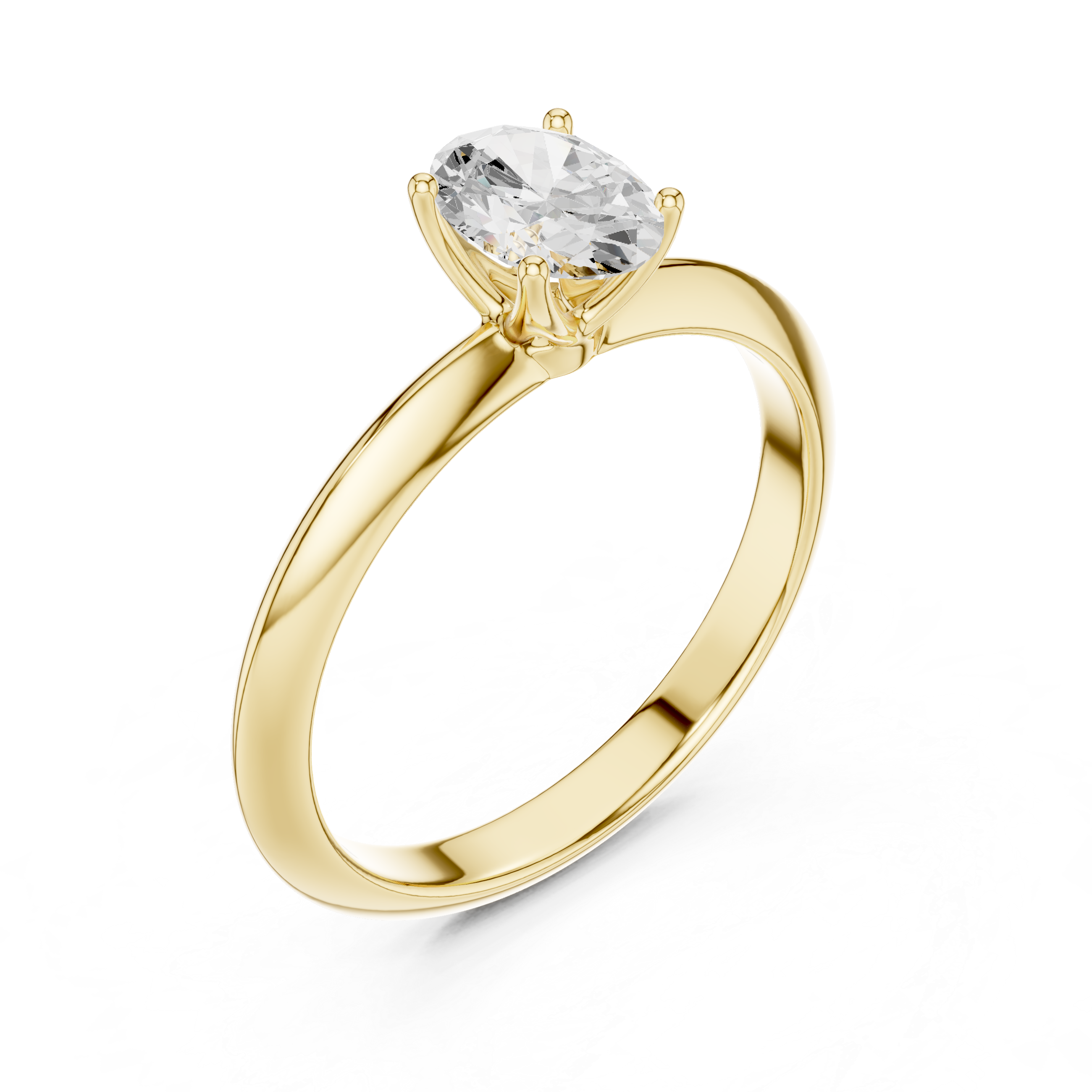 Oval Cut Solitaire Engagement Ring with Plain Band