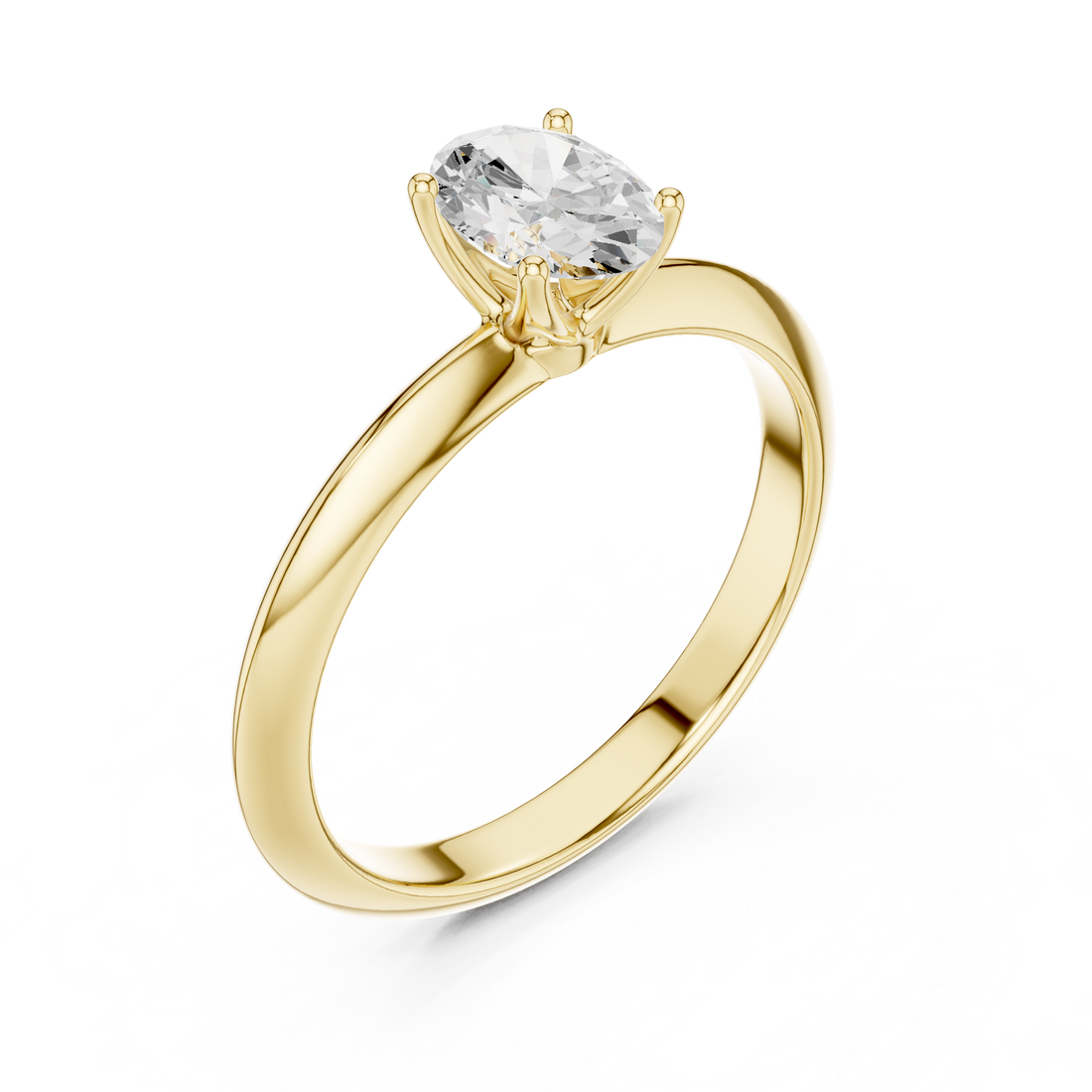 Oval Cut Solitaire Engagement Ring with Plain Band