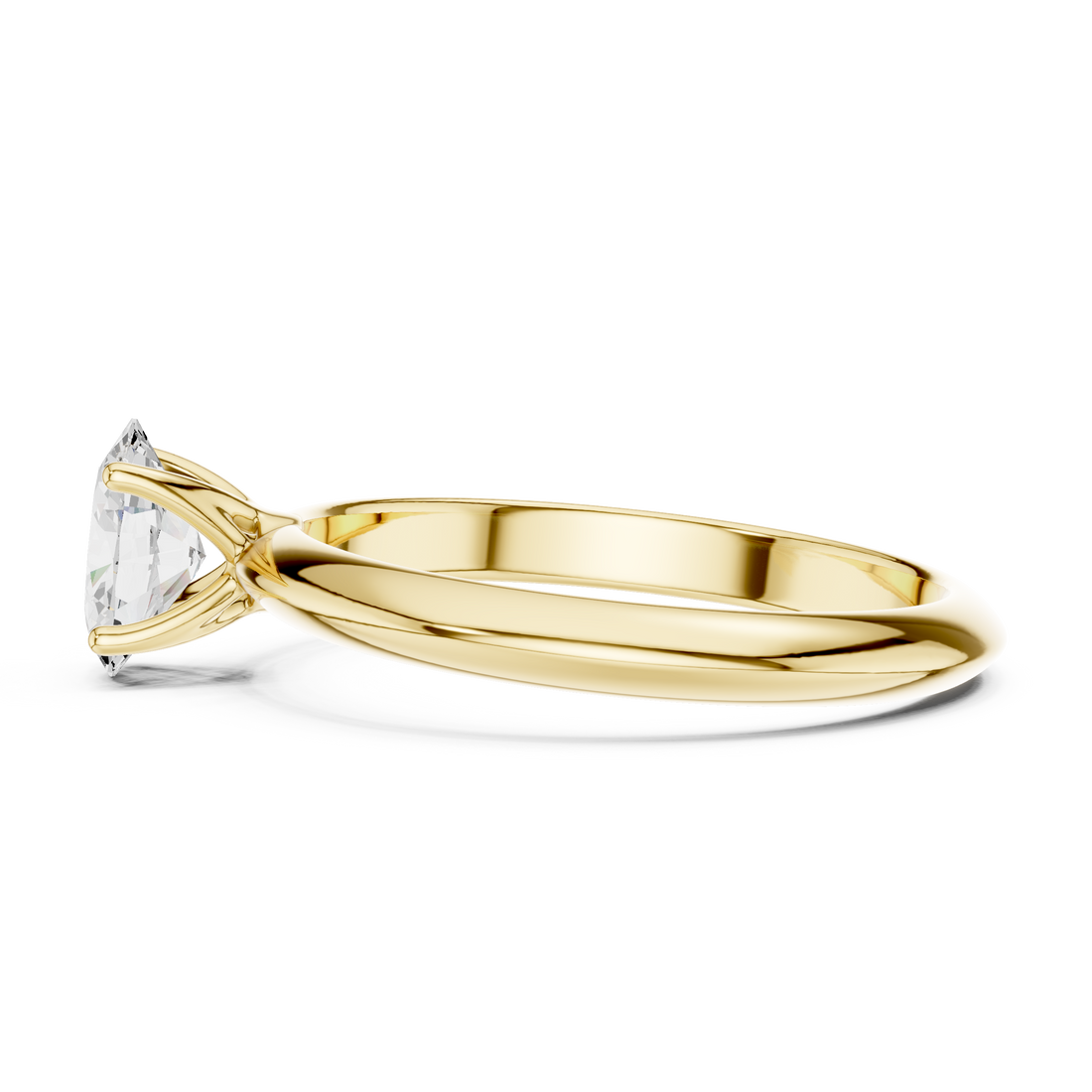 Oval Cut Solitaire Engagement Ring with Plain Band