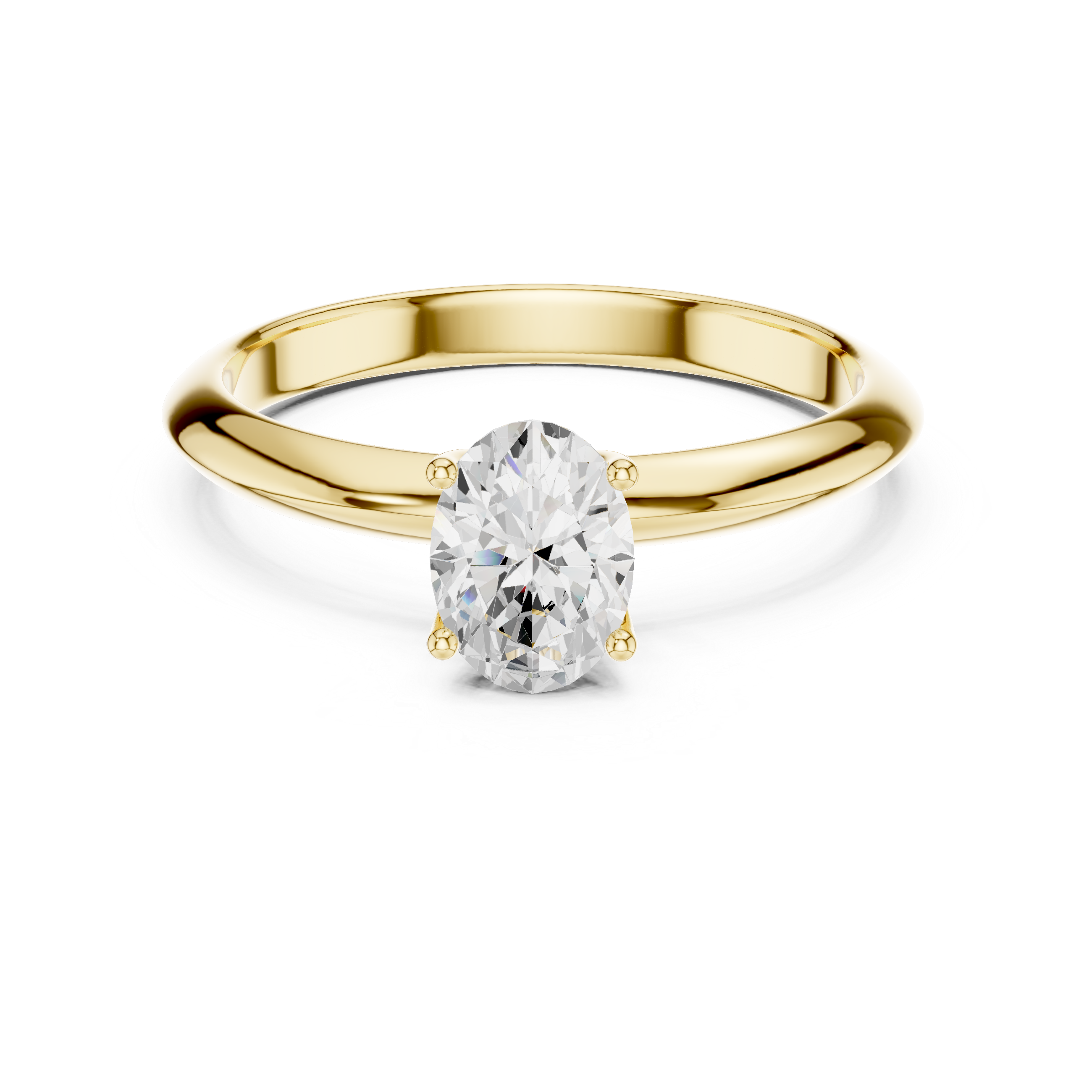 Oval Cut Solitaire Engagement Ring with Plain Band