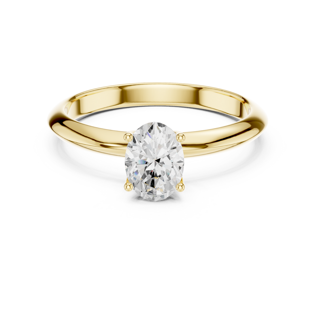 Oval Cut Solitaire Engagement Ring with Plain Band