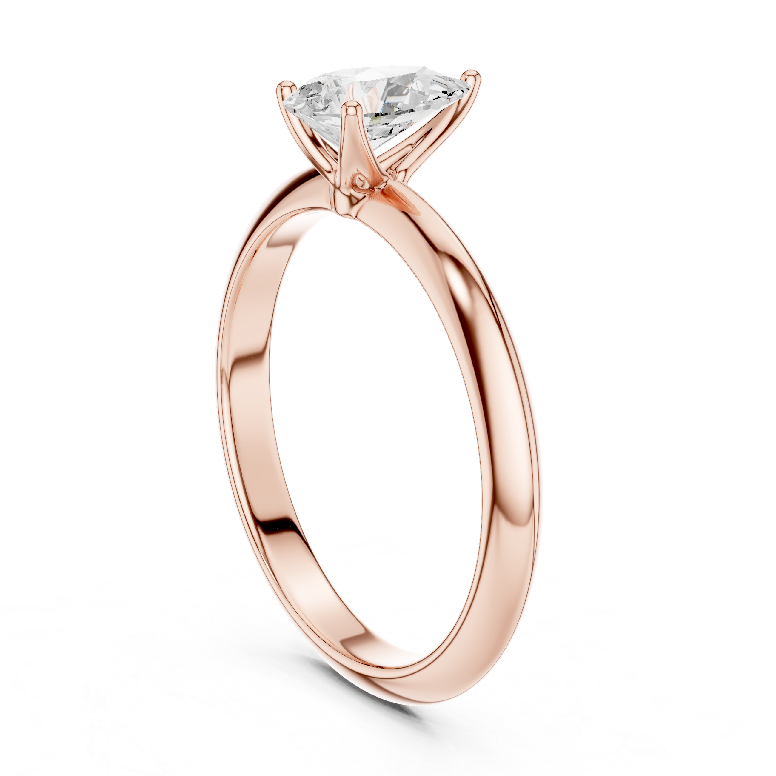 Pear Cut Solitaire Engagement Ring with Plain Band