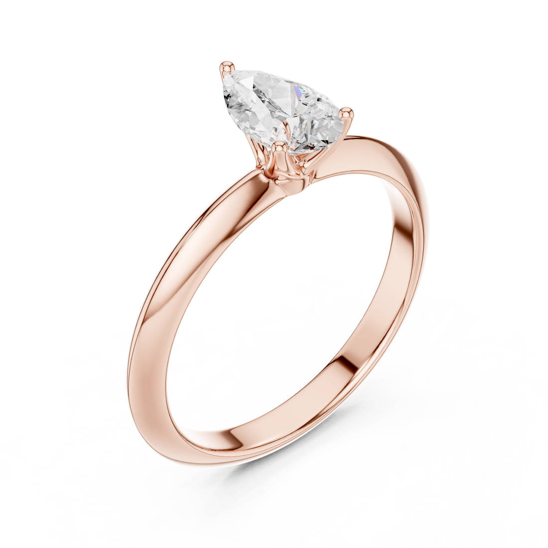Pear Cut Solitaire Engagement Ring with Plain Band