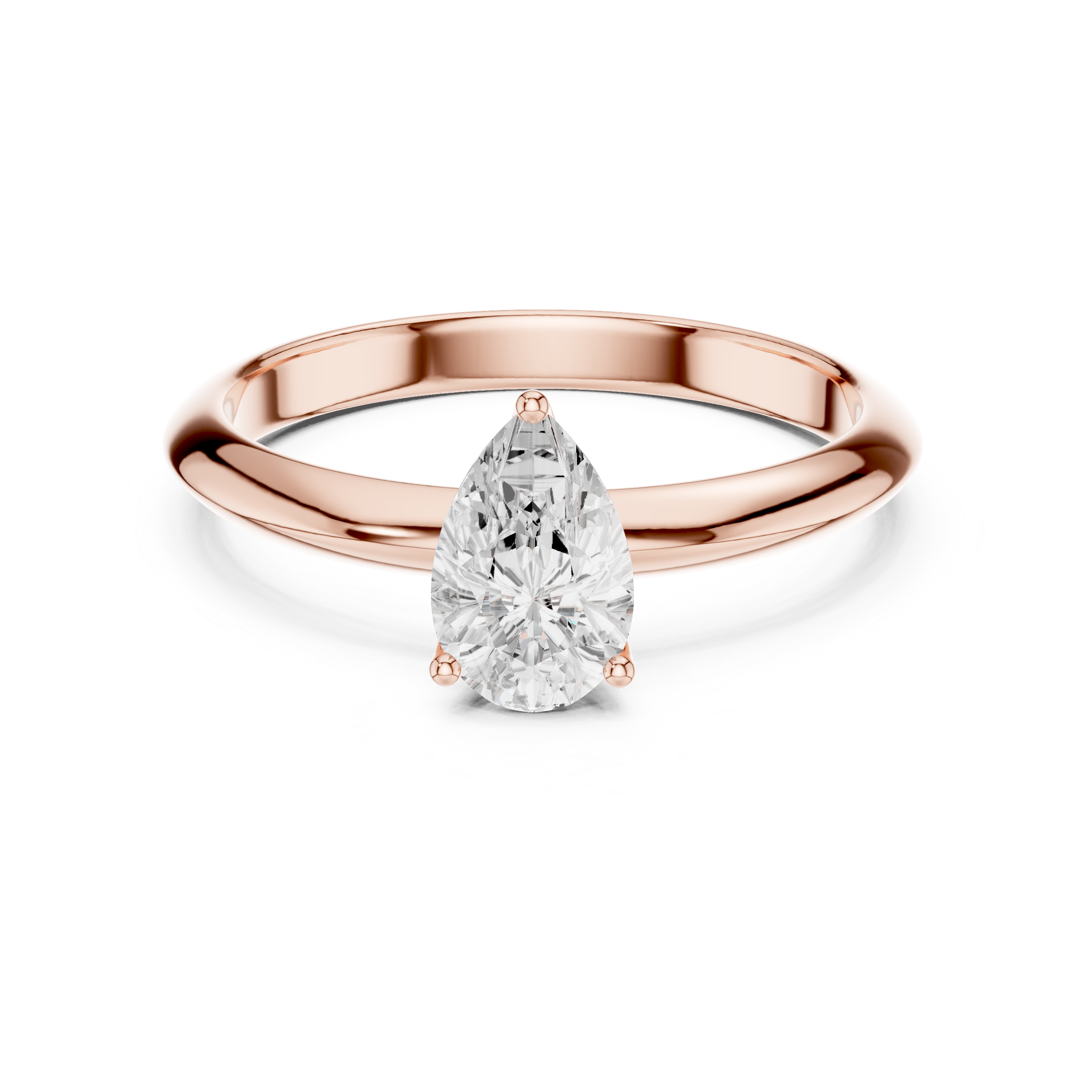 Pear Cut Solitaire Engagement Ring with Plain Band